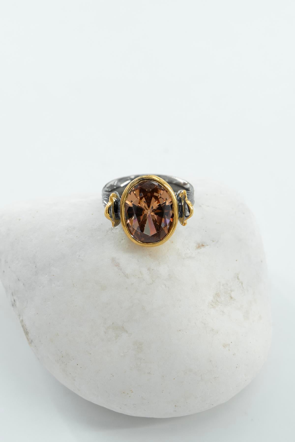 Smoky Quartz Taşlı Gümüş Yüzük