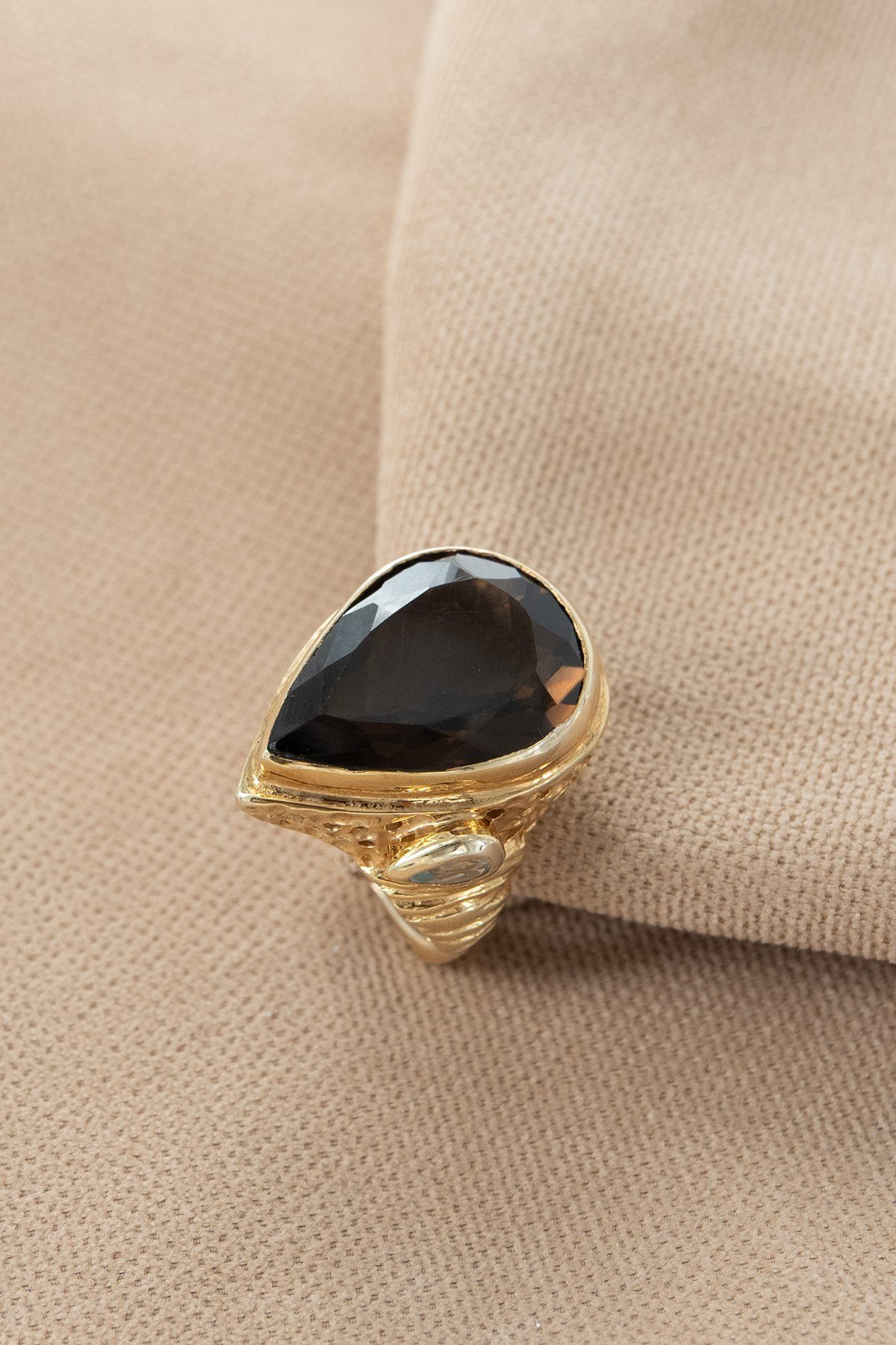 Quarzo Fumé con Pietra Argento Anello