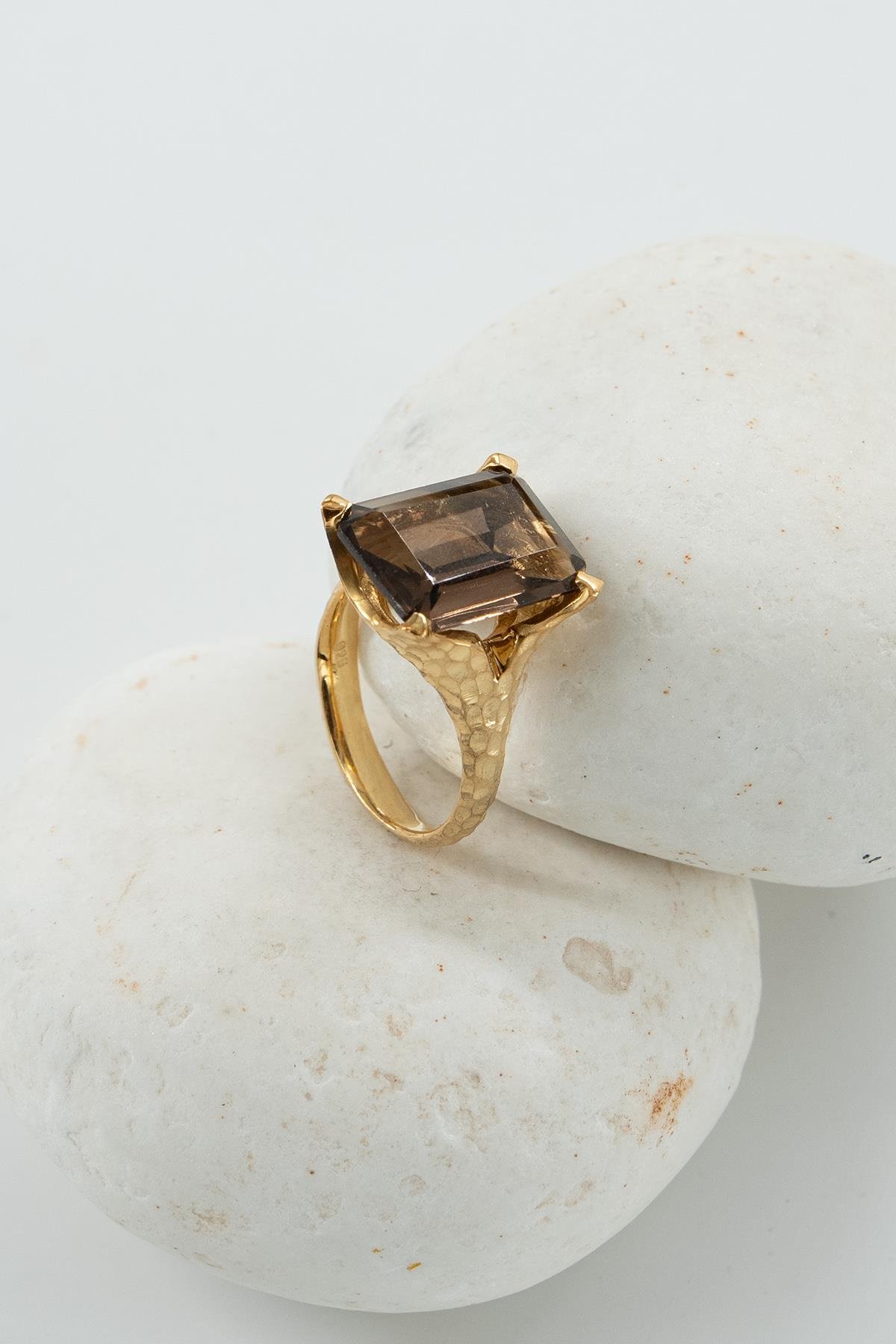 Topazio Fumé con Pietra Argento Anello