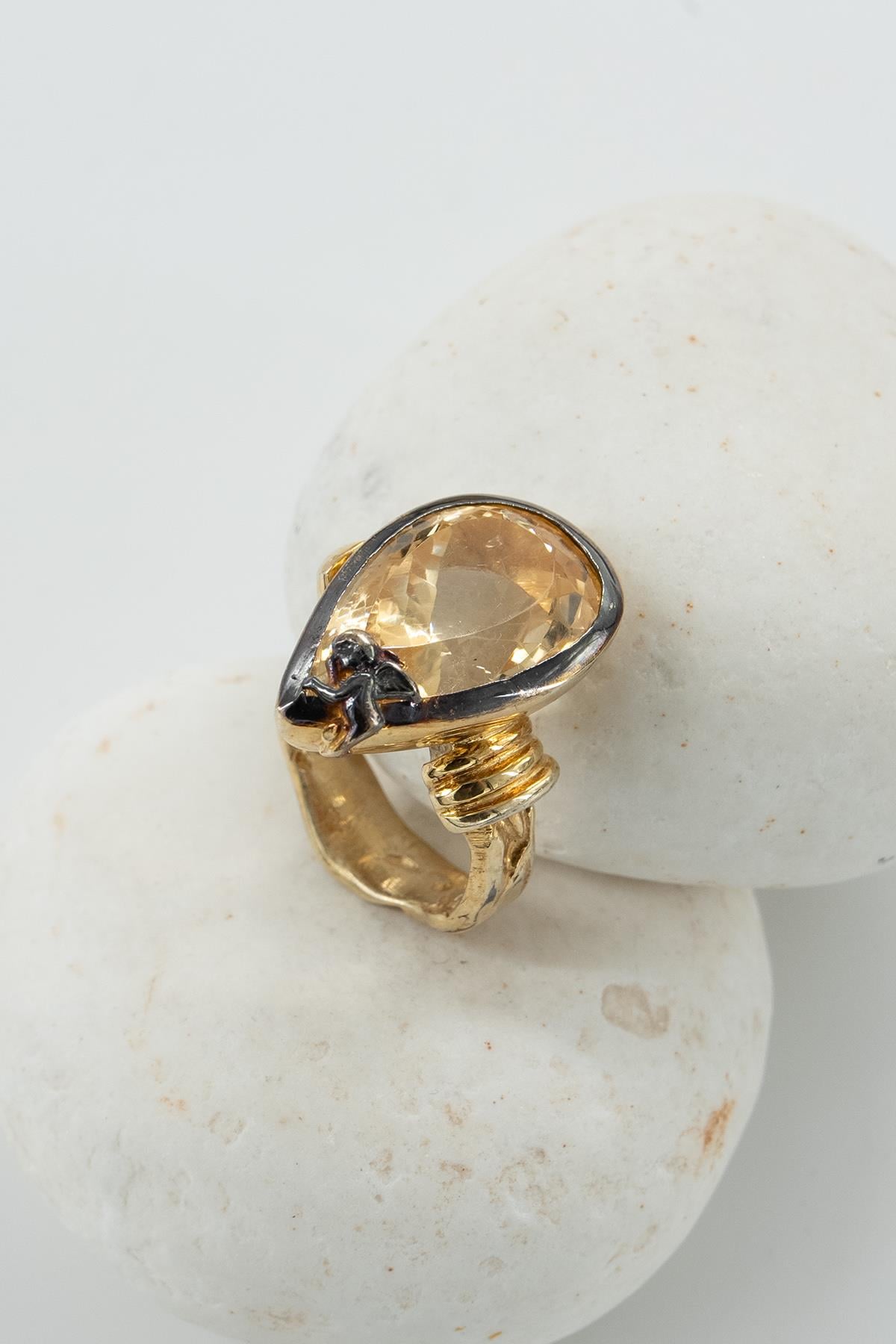 Citrino con Pietra Argento Anello