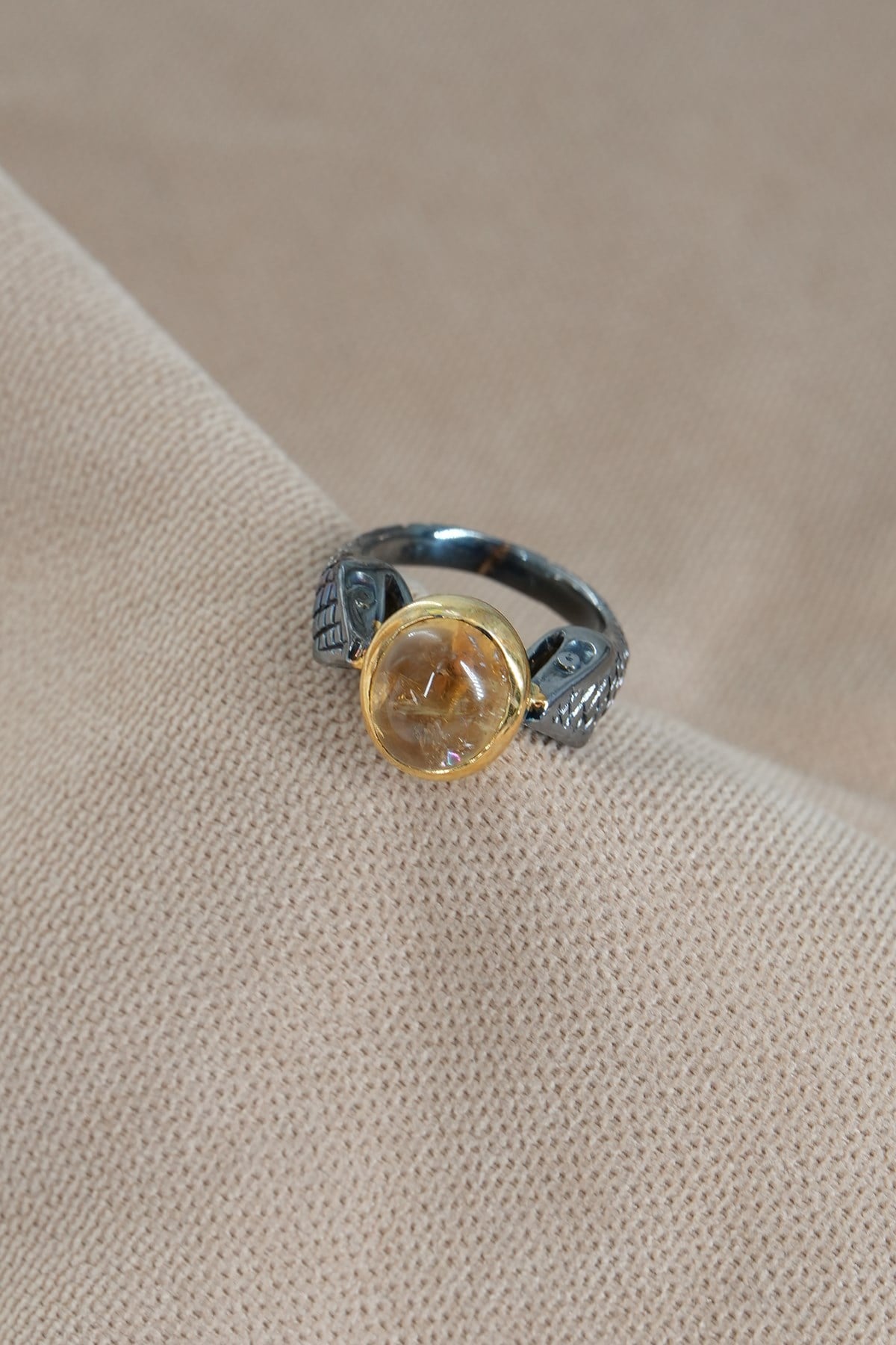 Citrino con Pietra Argento Anello
