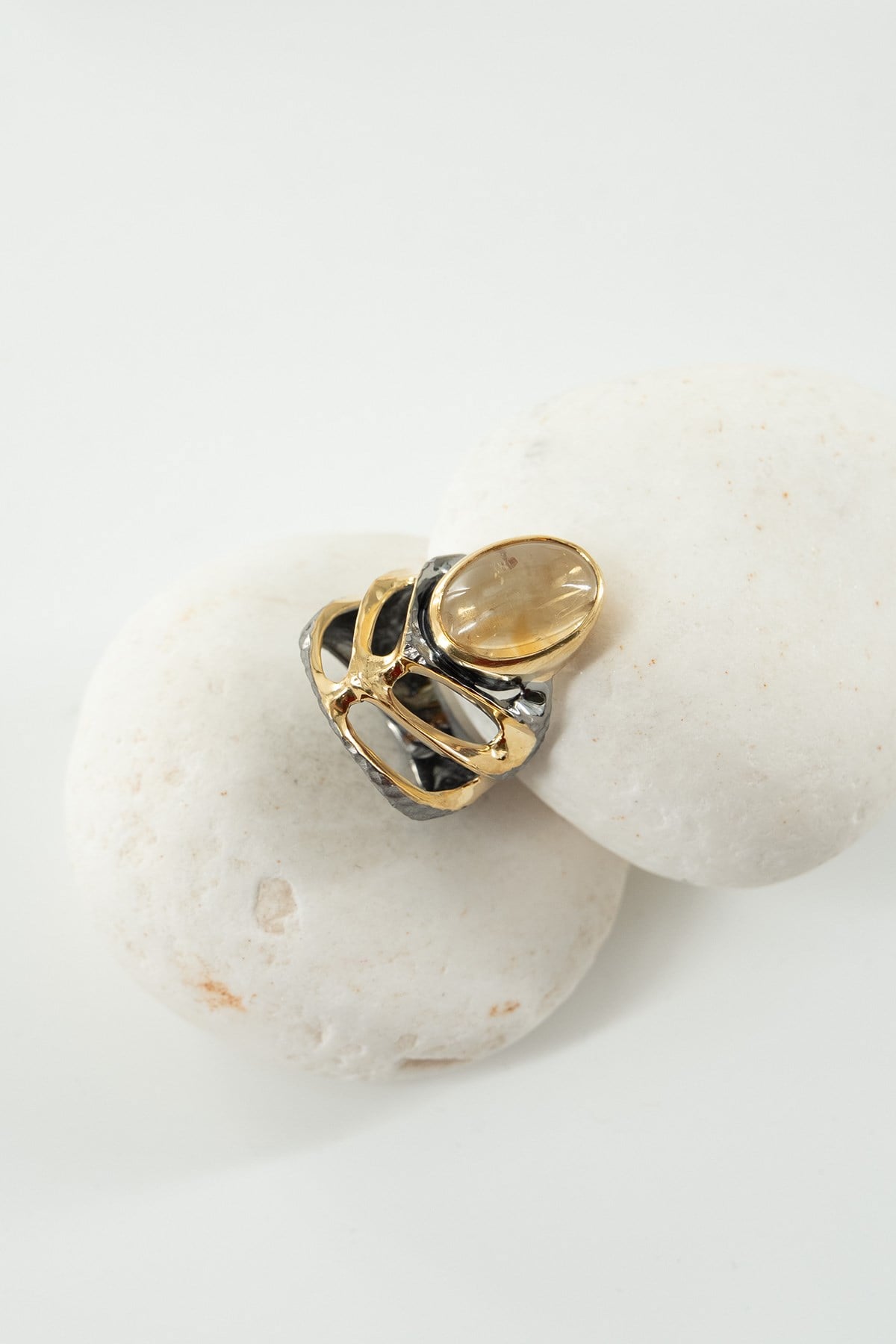 Citrino con Pietra Argento Anello
