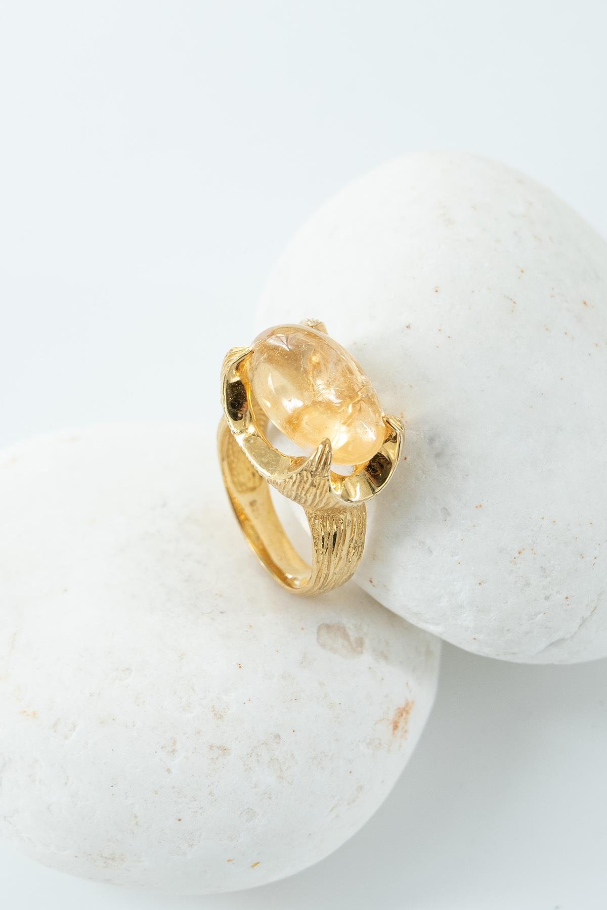 Citrino con Pietra Argento Anello