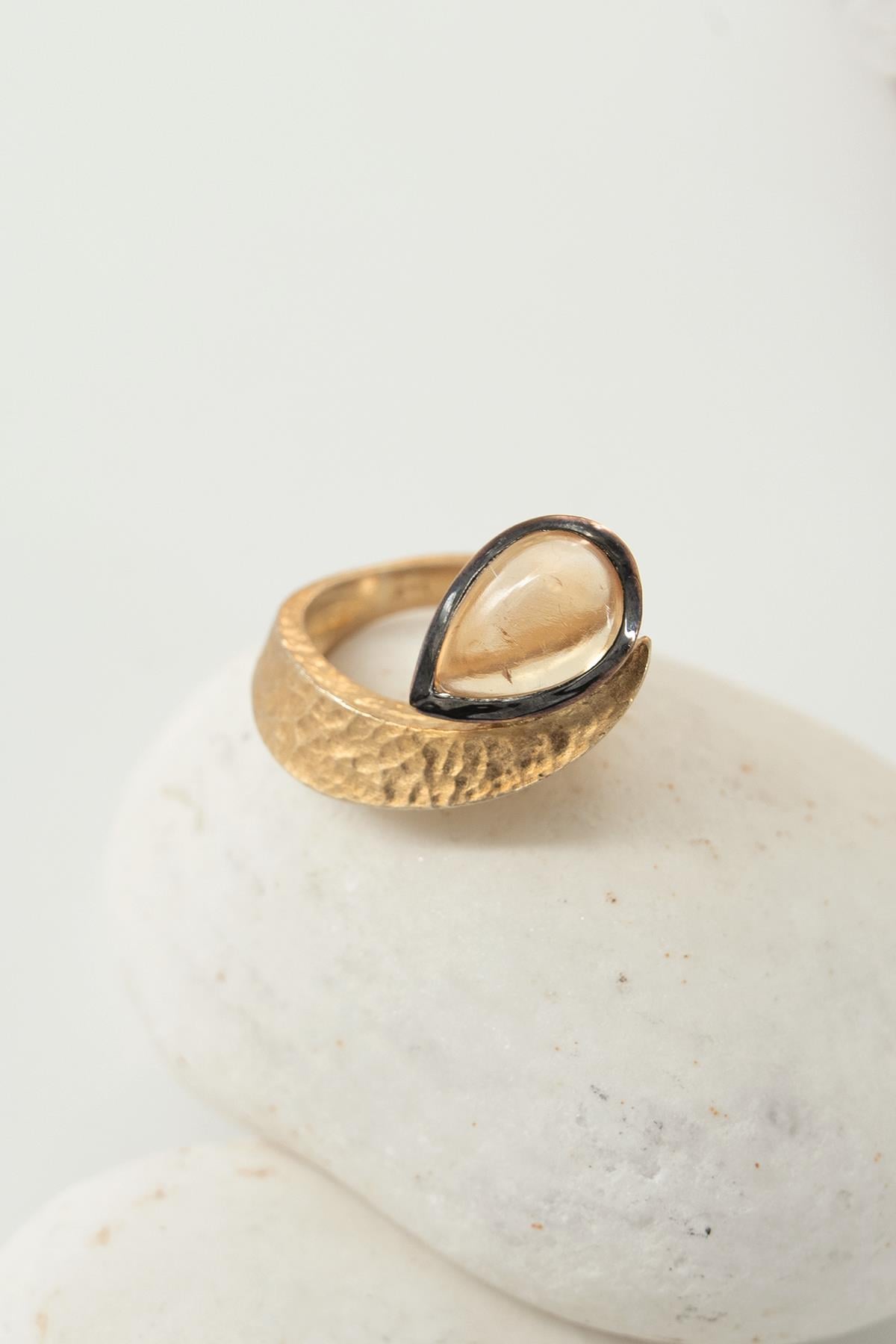 Citrino con Pietra Argento Anello 12.17 gr
