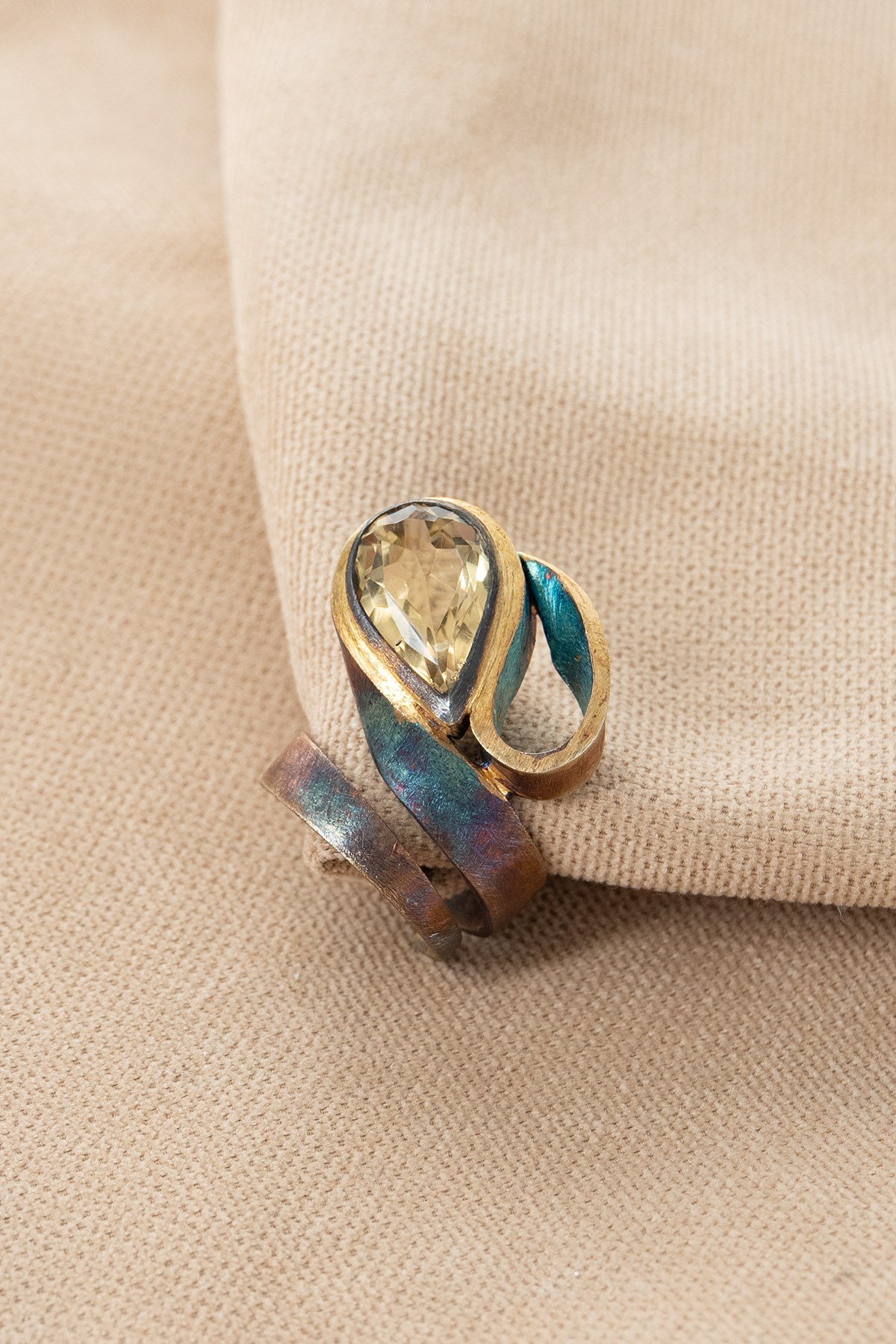 Citrino con Pietra Argento Anello