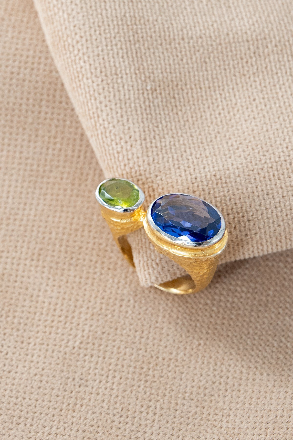 Tanzanite & Peridoto Argento Anello