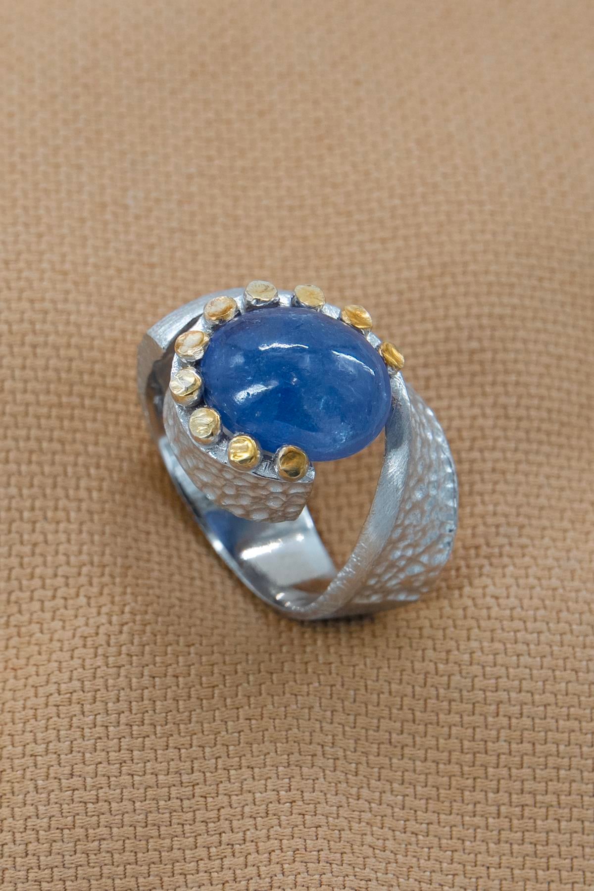 Tanzanite con Pietra Argento Anello