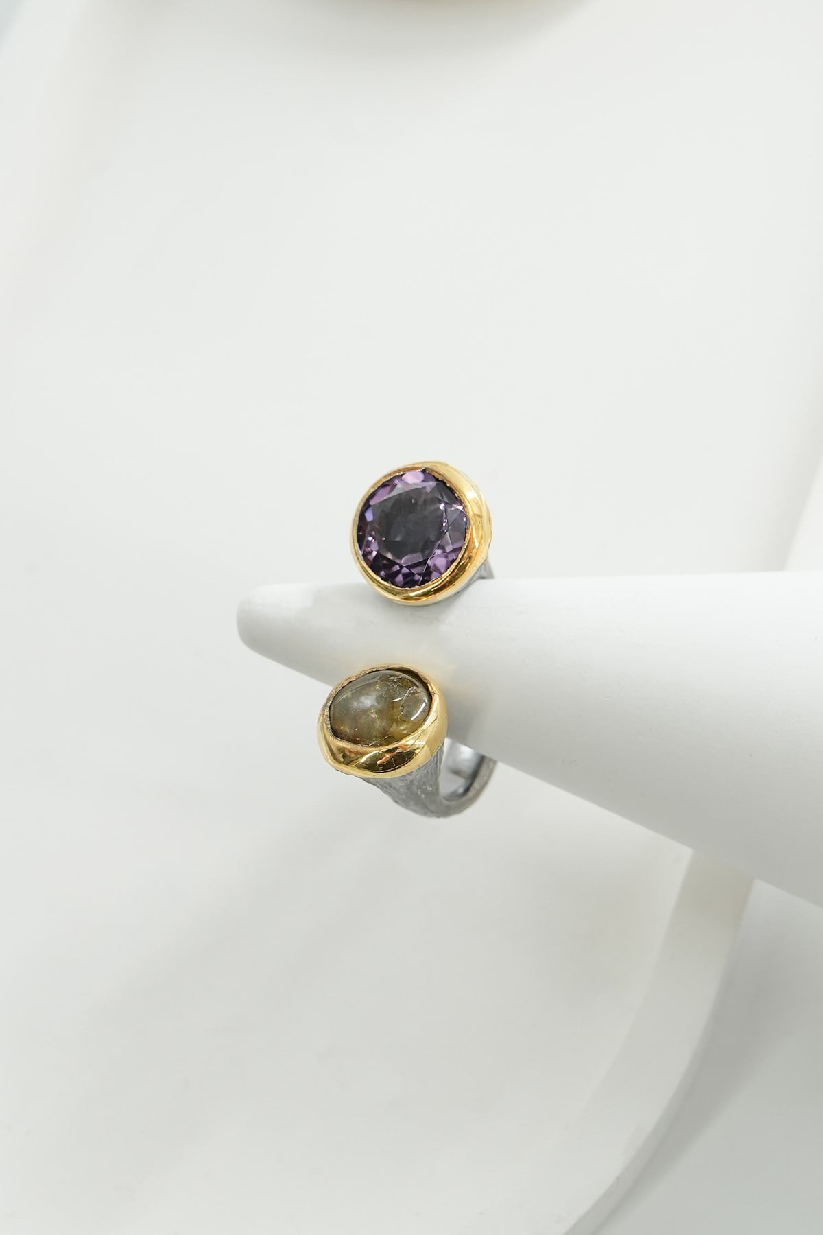 Tormalina & Ametista con Pietra Argento Anello