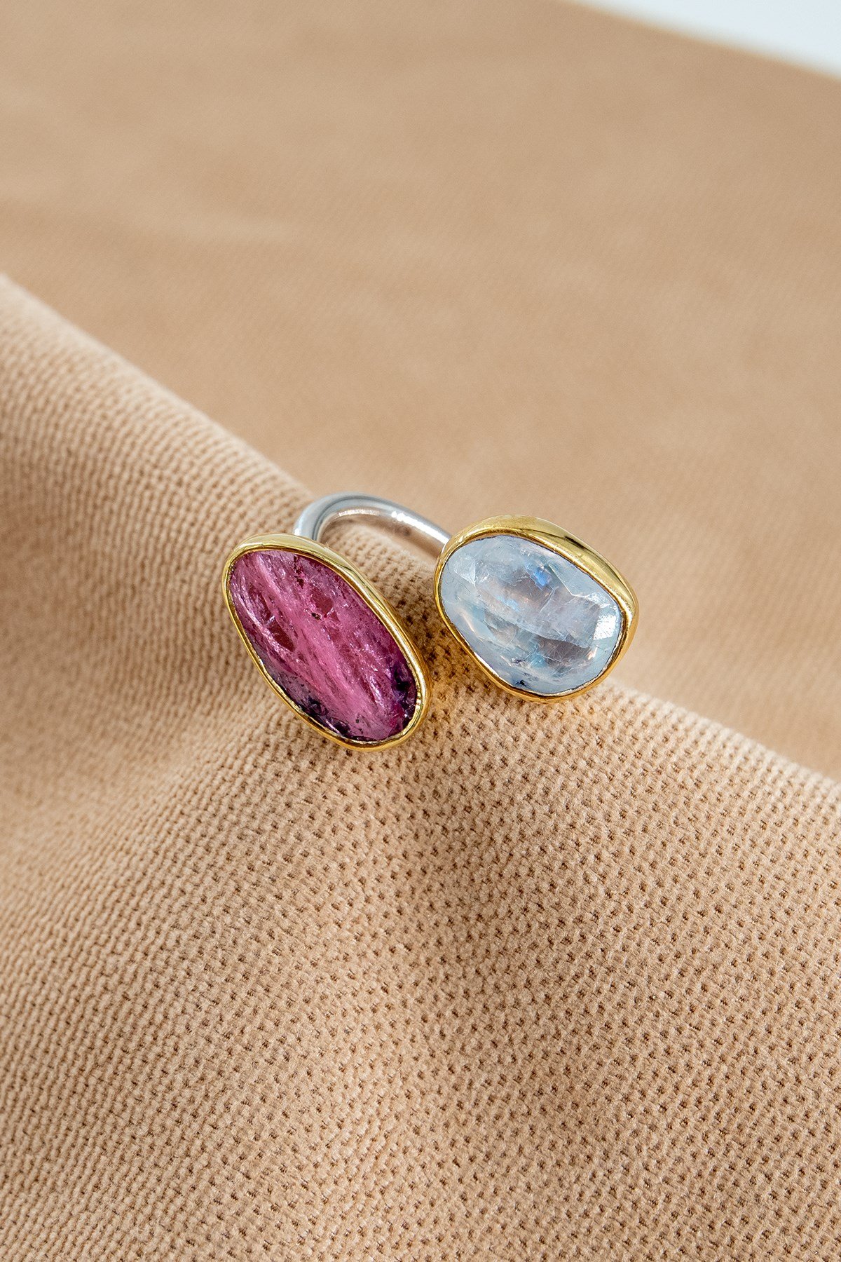 Turmalin & Moonstone Taşlı Gümüş Yüzük