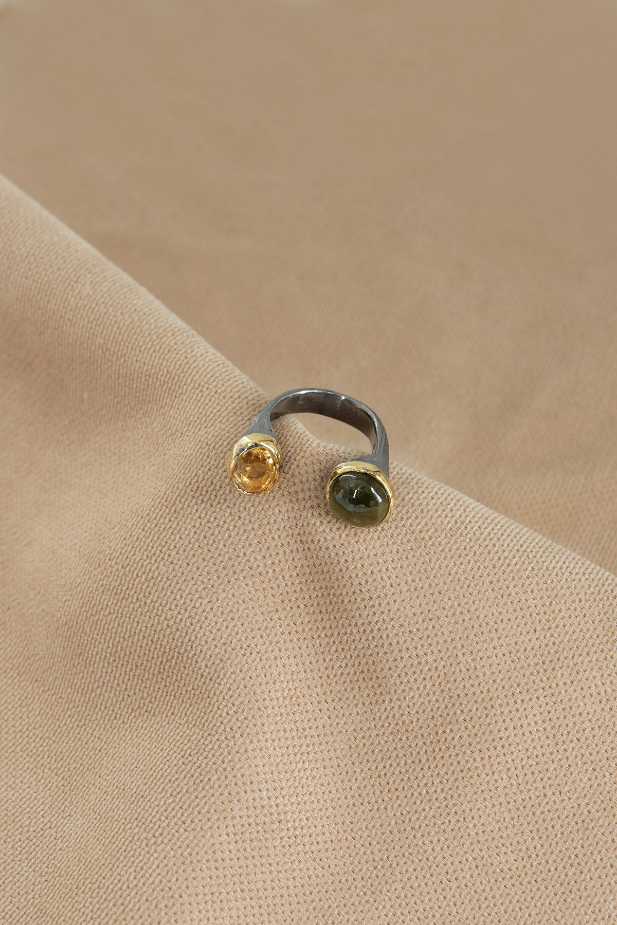 Tormalina & Citrino con Pietra Argento Anello