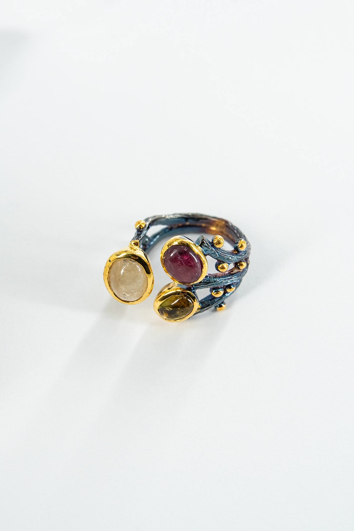 Tormalina con Pietra Argento Anello