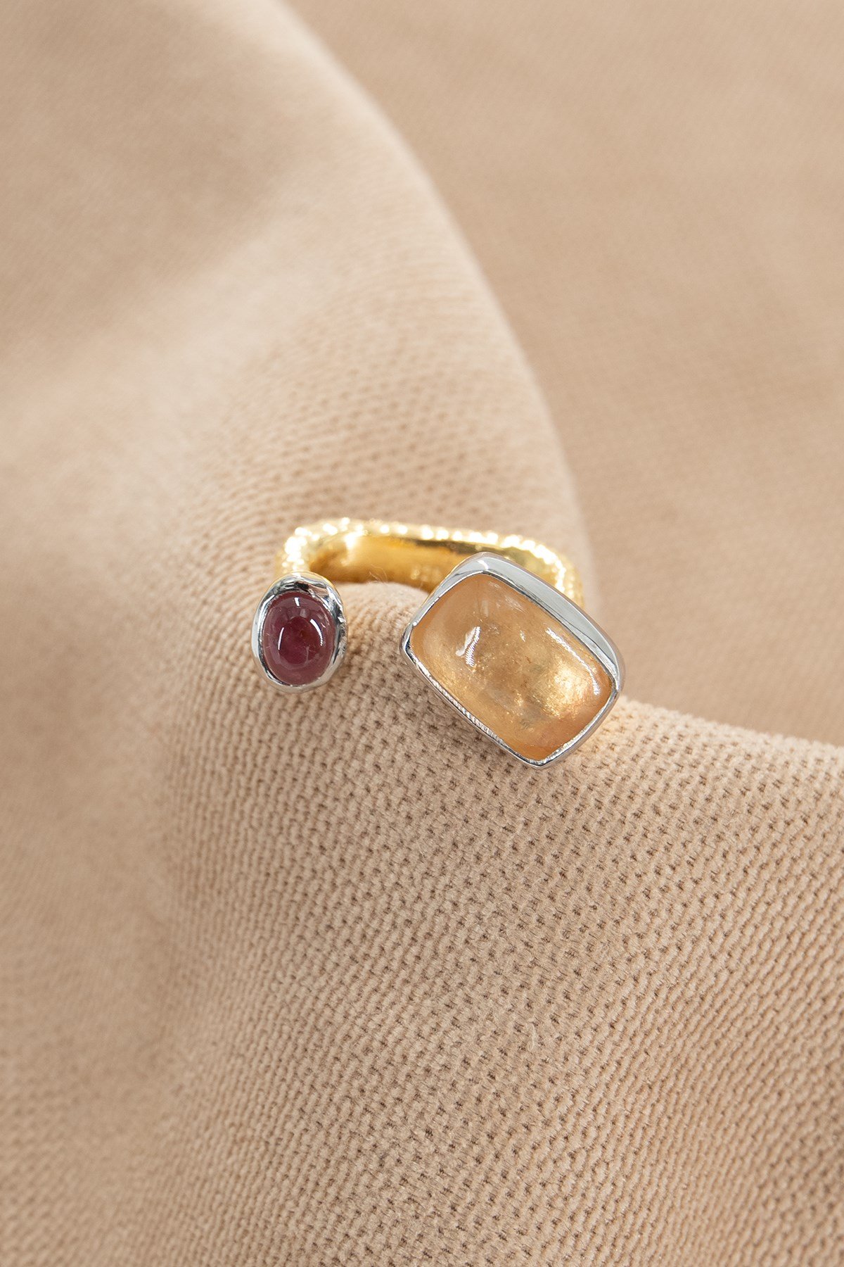 Tormalina con Pietra Argento Anello
