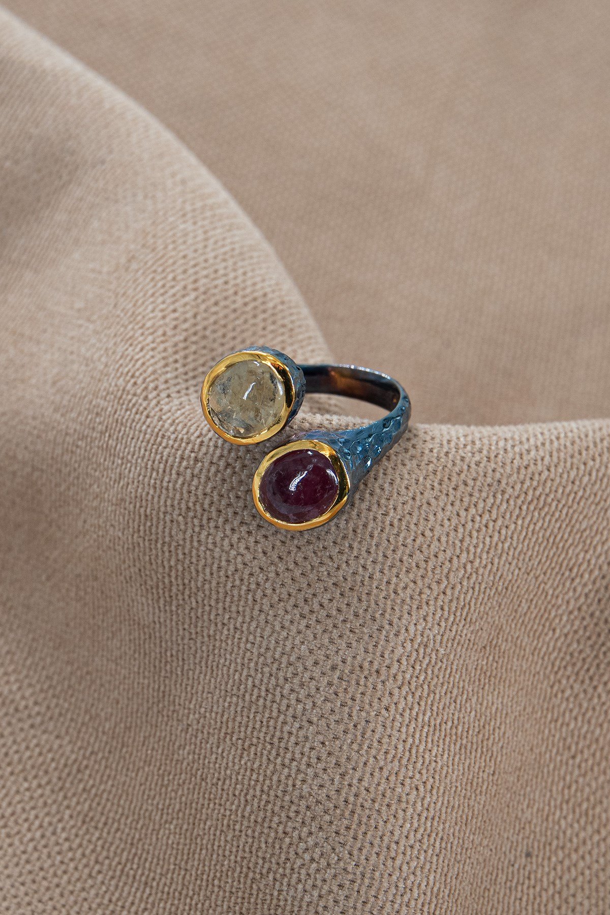 Tormalina con Pietra Argento Anello