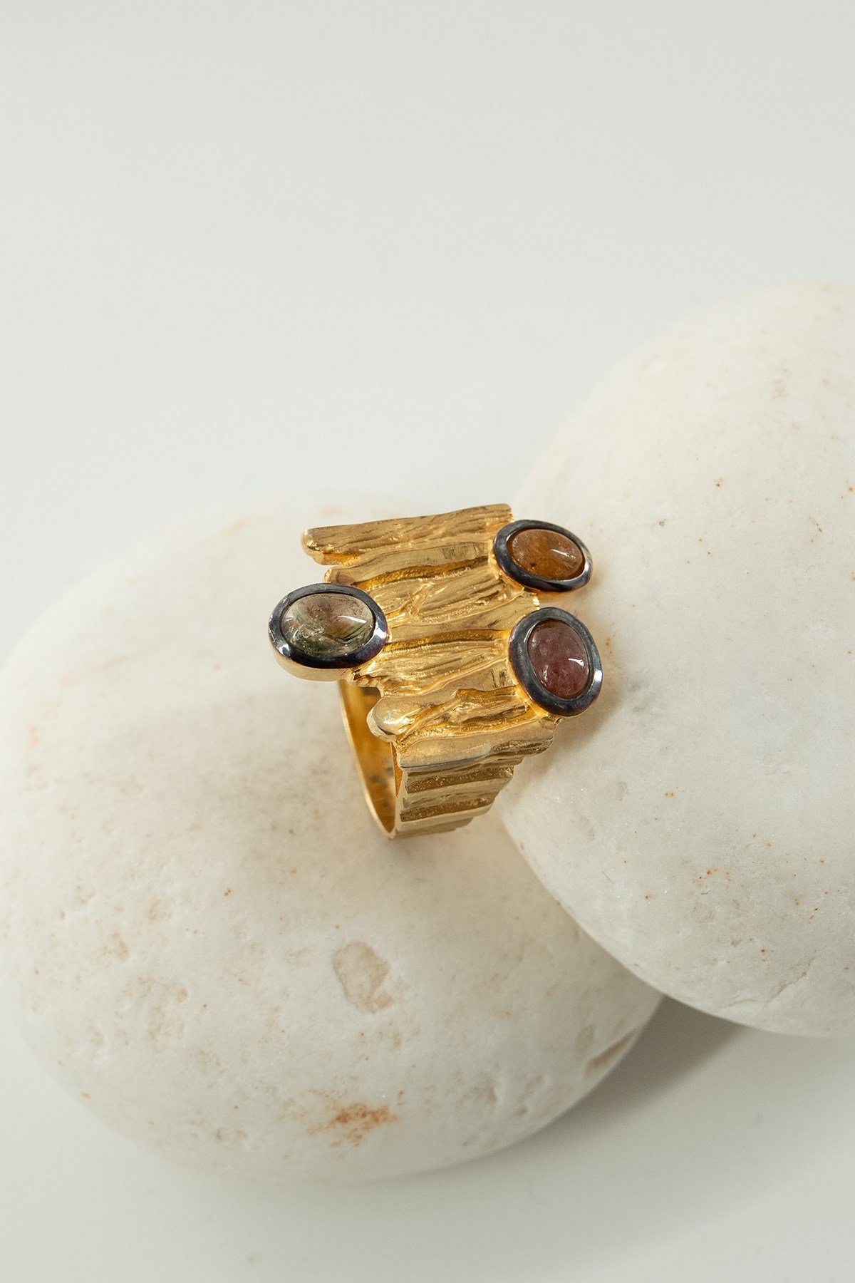 Tormalina con Pietra Argento Anello