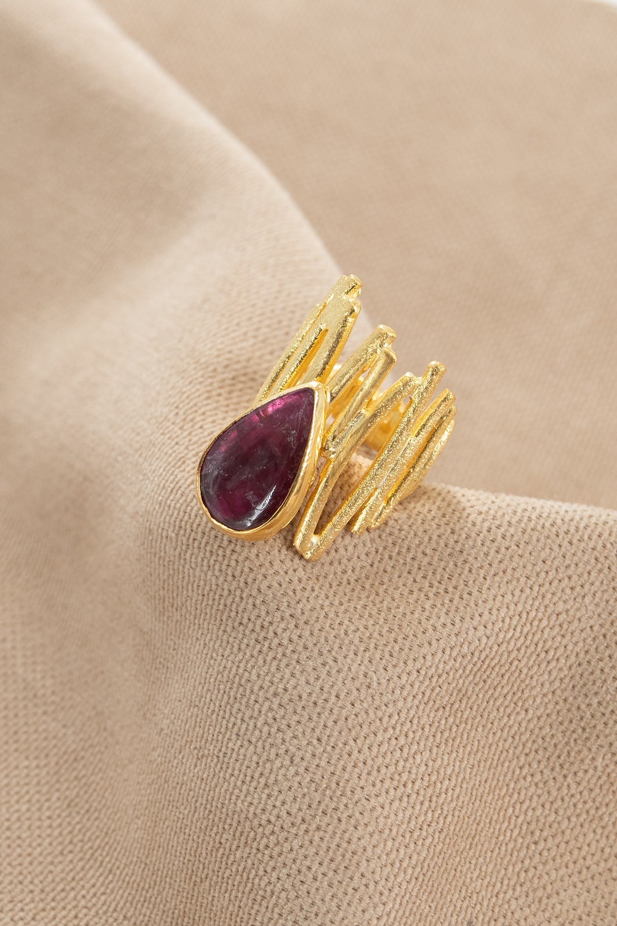 Tormalina con Pietra Argento Anello
