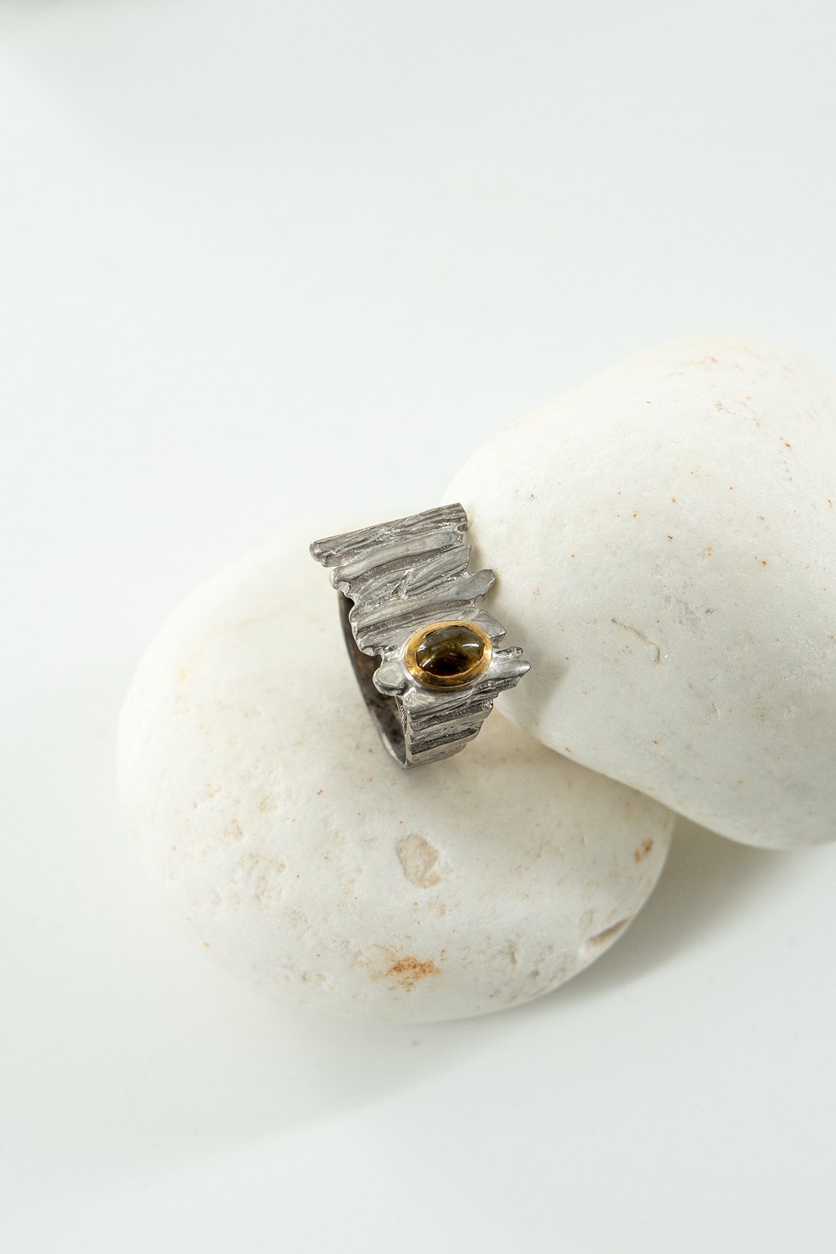 Tormalina con Pietra Argento Anello
