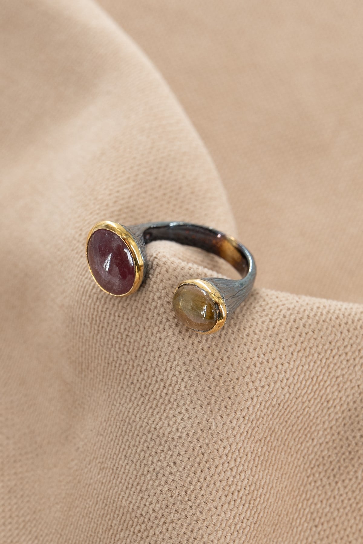 Tormalina con Pietra Argento Anello