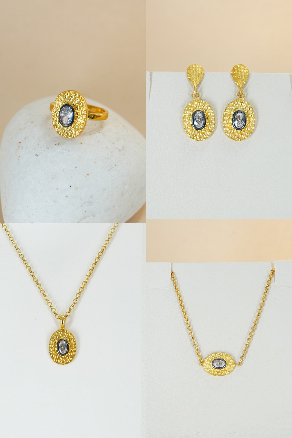 Zirkon Taşlı Gümüş Set