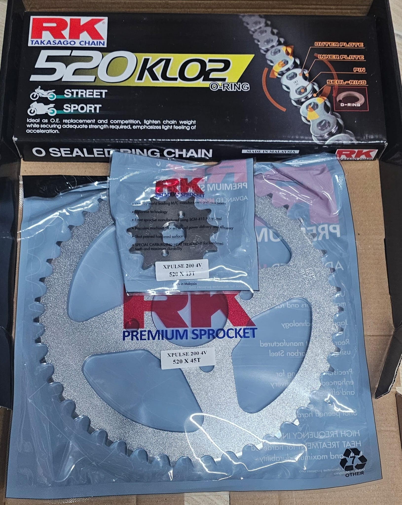 HERO XPULSE 200 ZİNCİR DİŞLİ SETİ.  RK 520 ORİNG  13-45 