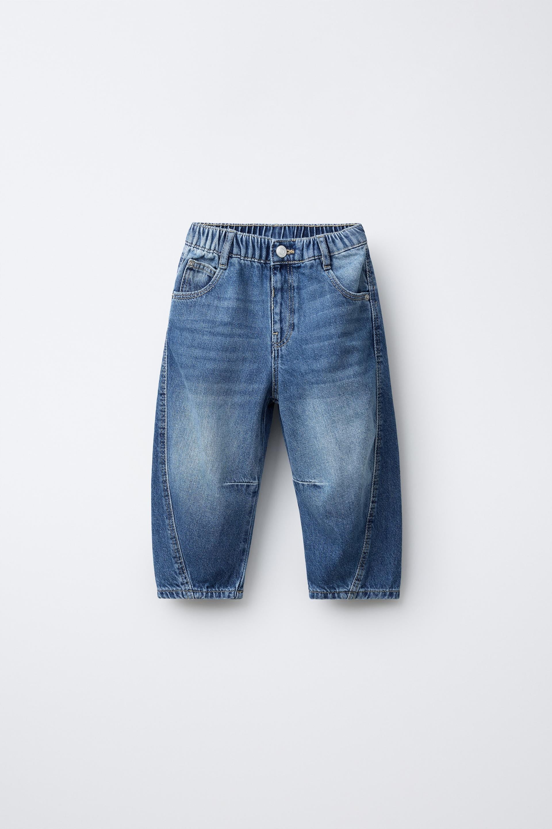  Erkek Çocuk Mavi Baggy Jean Pantolon Rahat Kalıp Günlük Kullanım