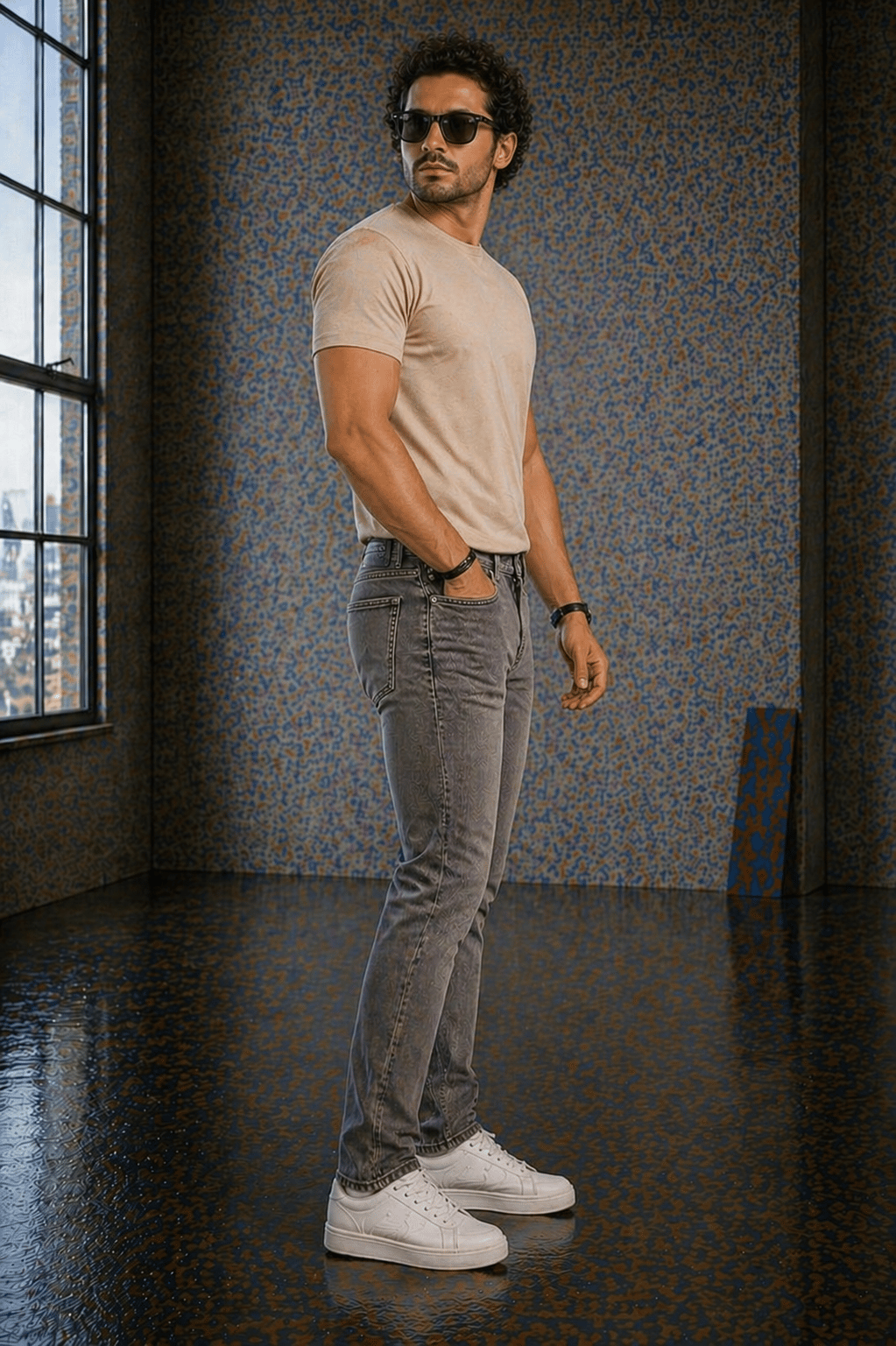 Jeans Erkek Gri Regular Fit Likralı Jean Pantolon Rahat Kalıp Günlük Denim