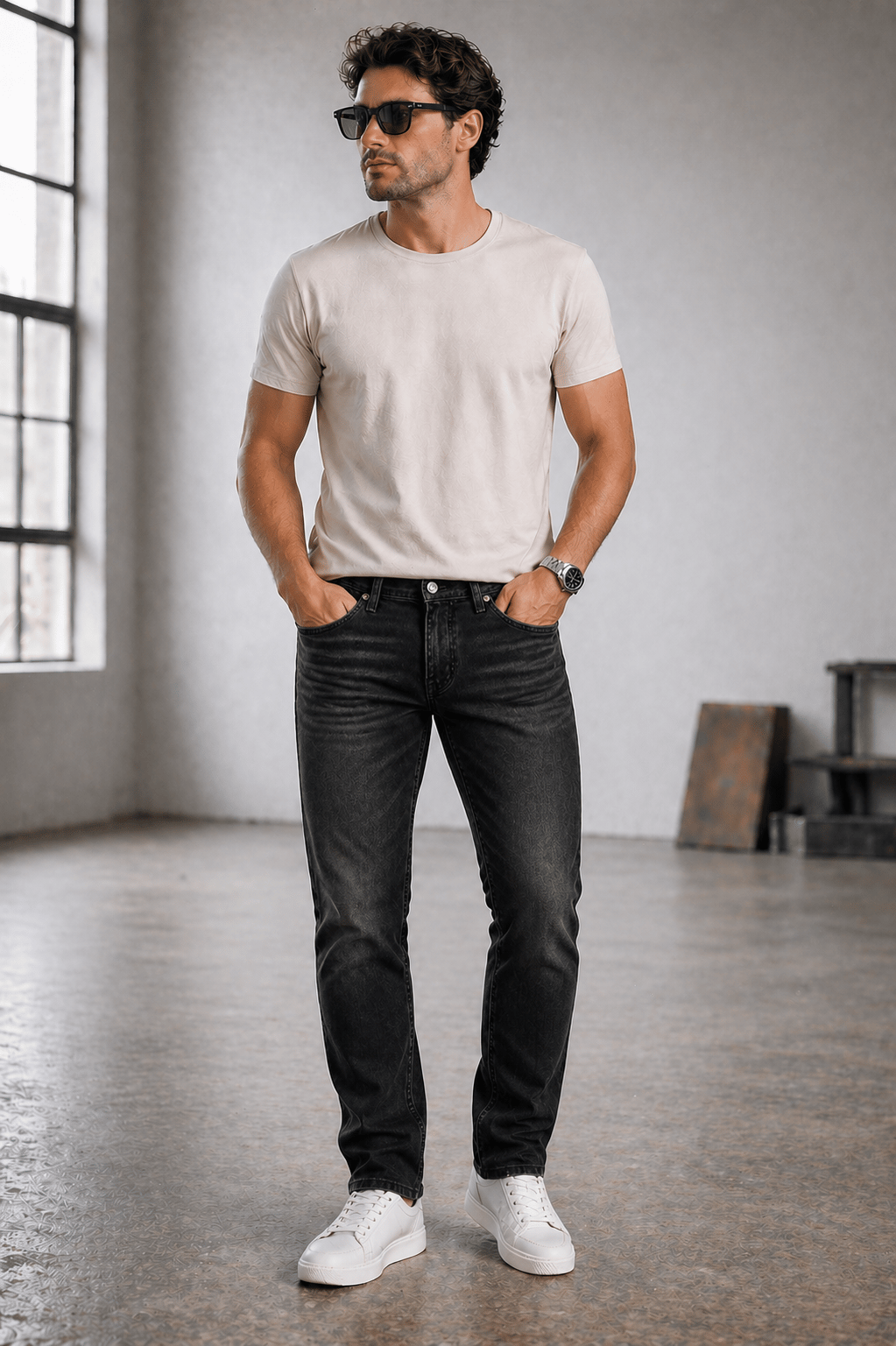 Jeans Erkek Slim Fit Siyah Jean Pantolon Hafif Kimyasal Yıkamalı Modern Kesim