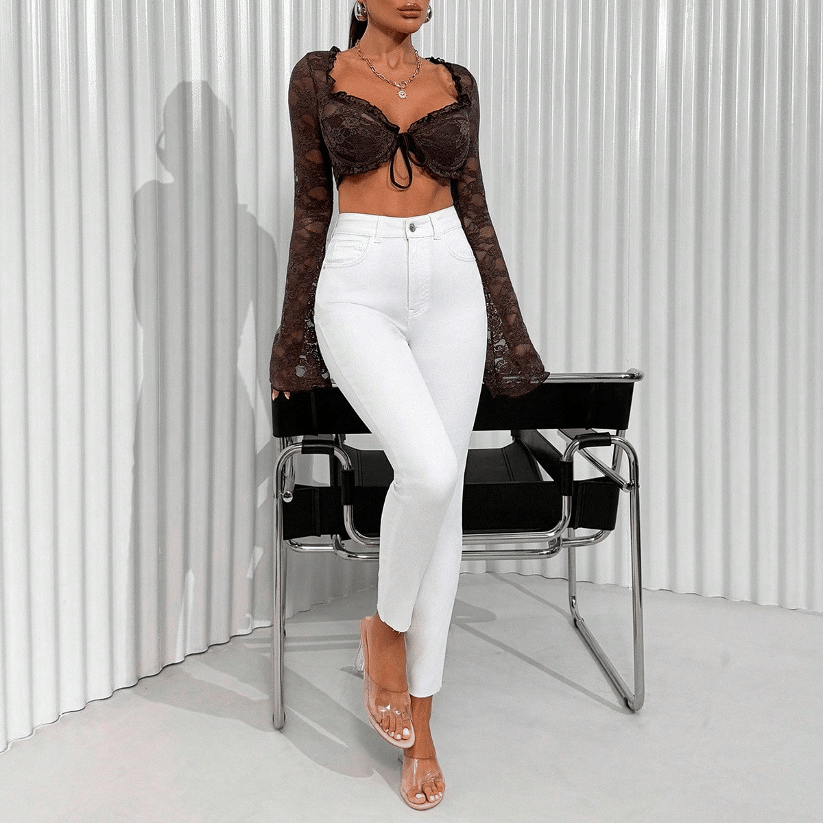 Jeans Kadın Beyaz Yüksek Bel Skinny Fit Jean Pantolon