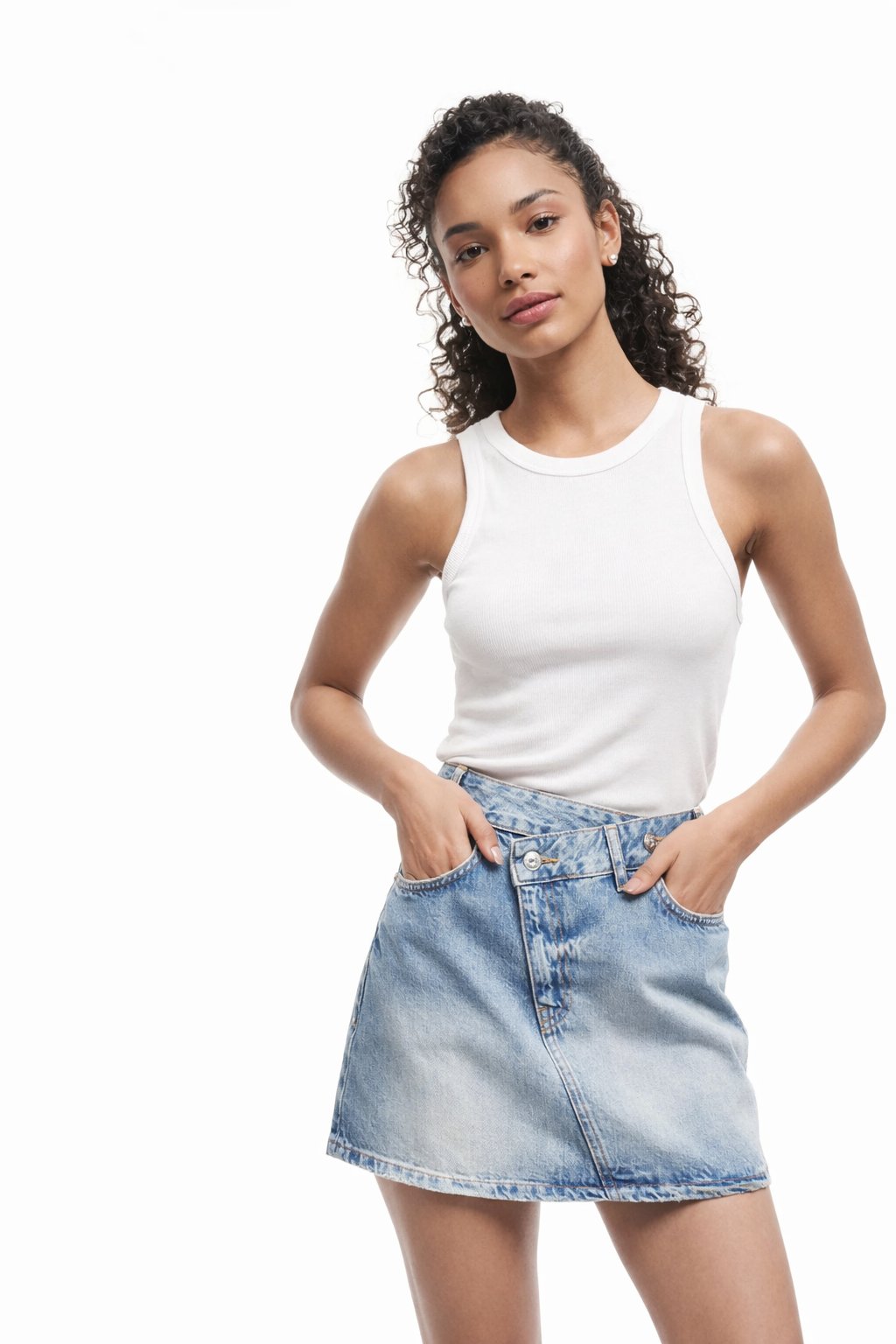 Kadın Yüksek Bel Denim Mini Etek – Günlük Şık Rahat Jean Etek