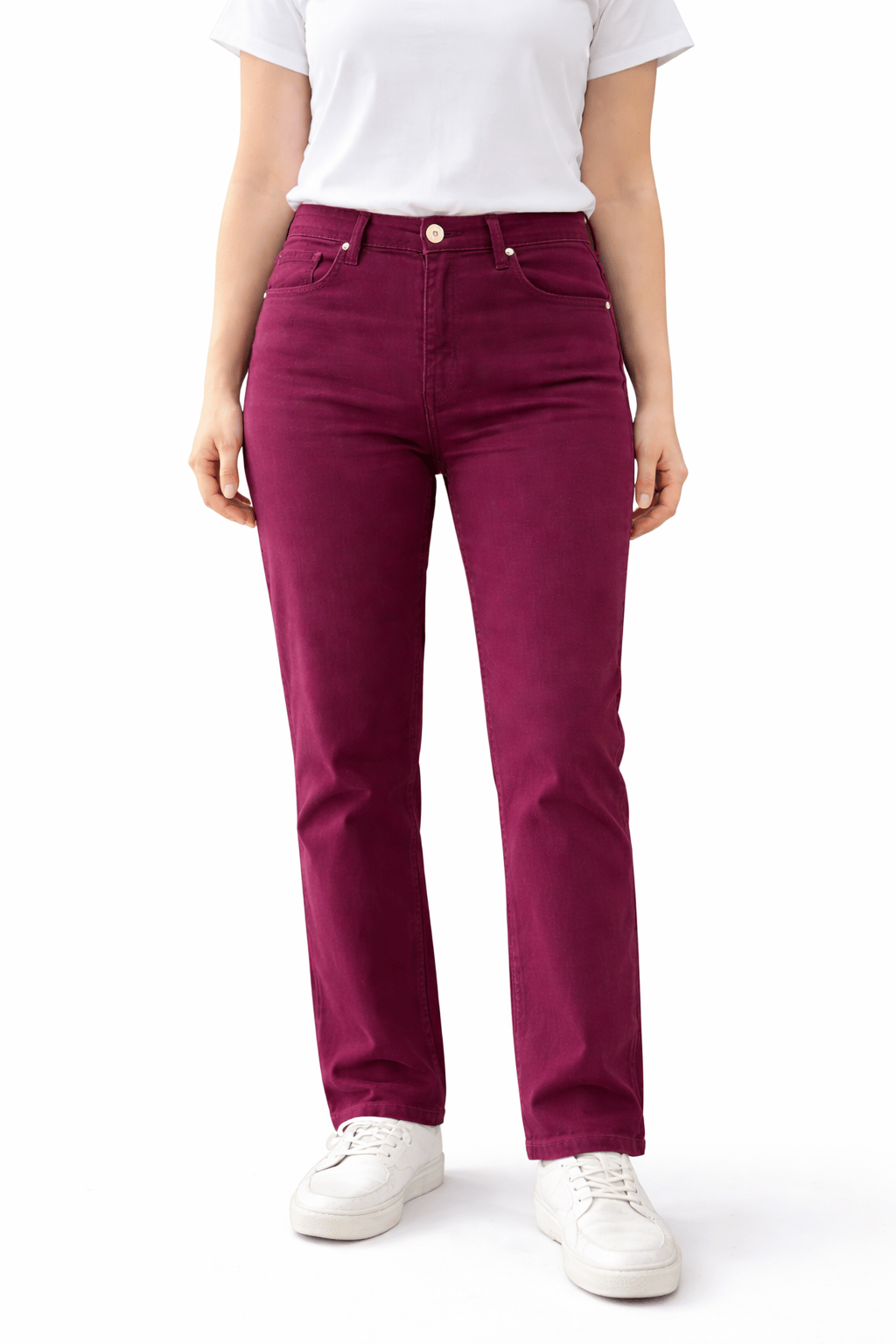 Kadın Yüksek Bel Relax Fit Bordo Pantolon