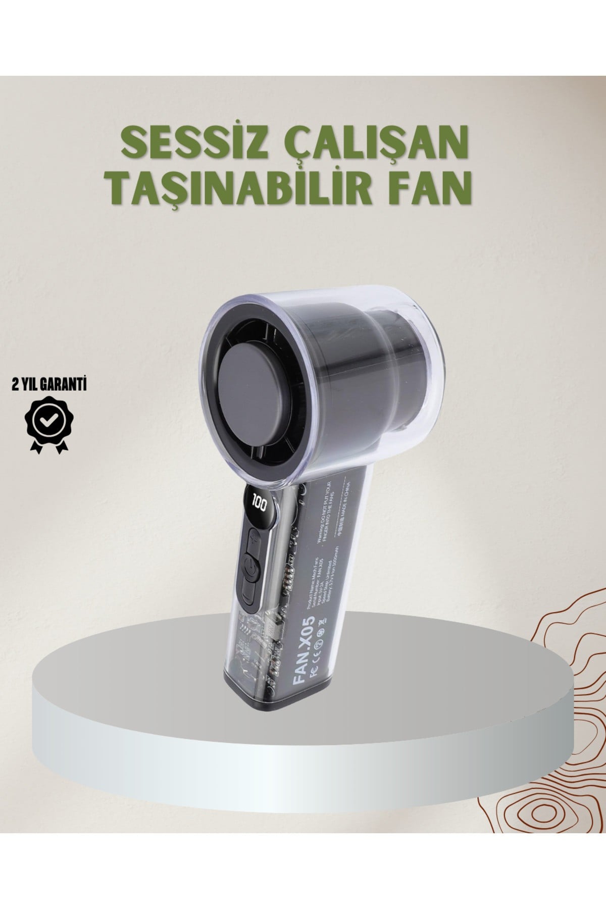 100 Kademeli Ayarlanabilir Mini Fan | Dijital Ekranlı Serinletici