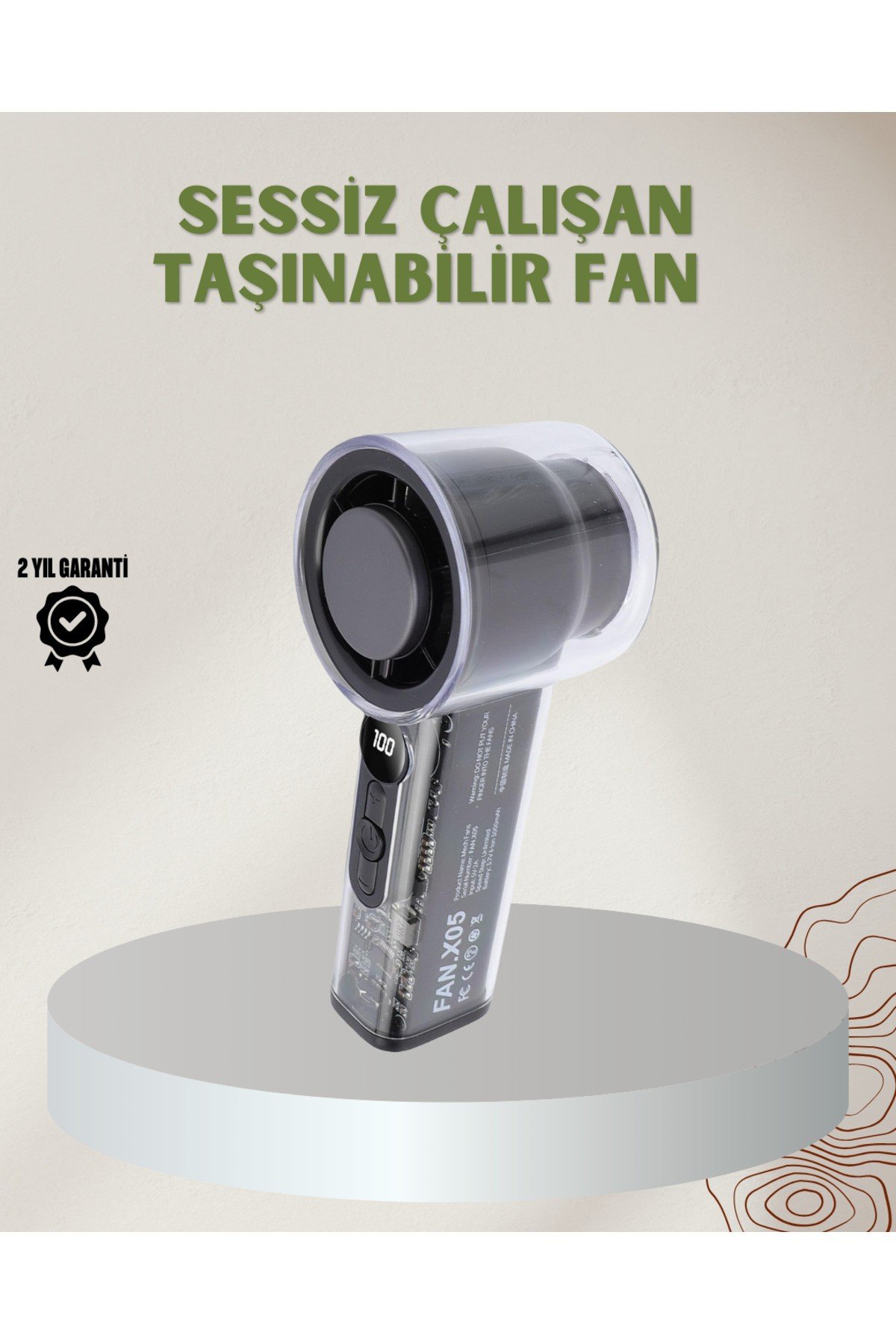100 Kademeli Ayarlanabilir Mini Fan | Dijital Ekranlı Serinletici