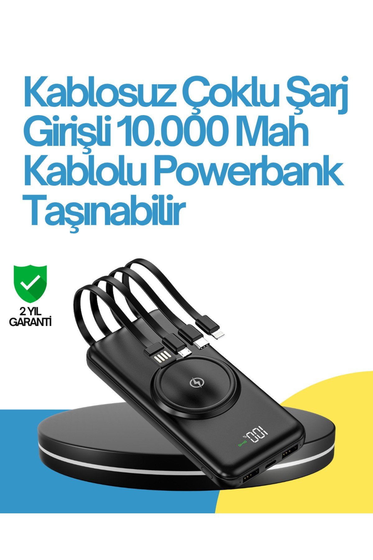 10000mAh Kablosuz ve Hızlı Şarj Destekli Powerbank – Taşınabilir Şarj Gücü