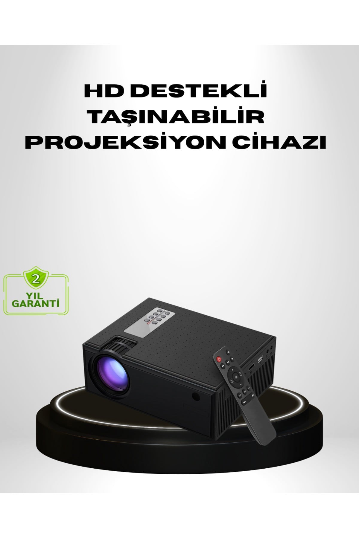 1080p Full HD Taşınabilir Projeksiyon Cihazı LED Işıklı Uzaktan Kumandalı
