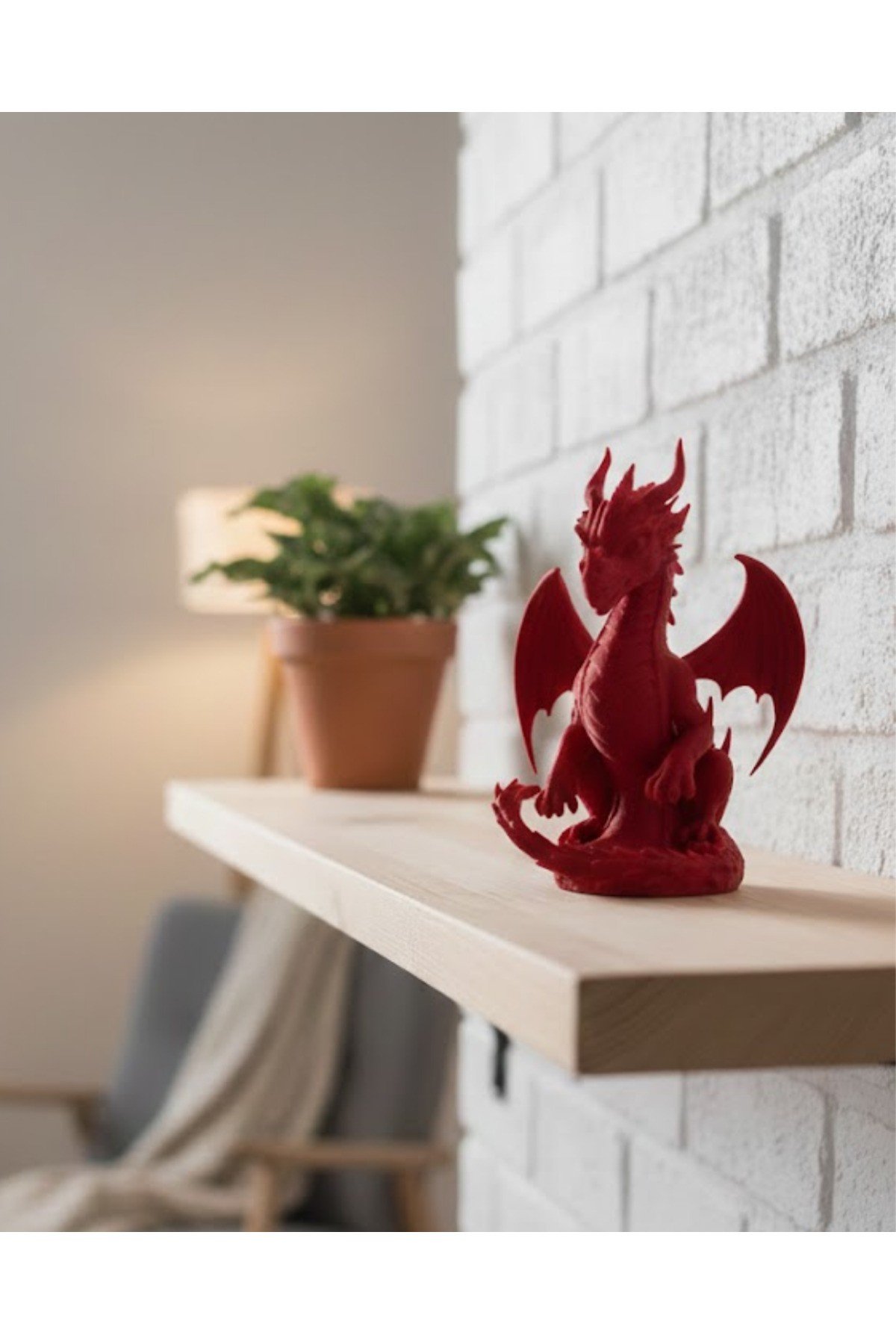12 cm Kırmızı Ejderha Figürü Koleksiyonluk Dekoratif Biblo
