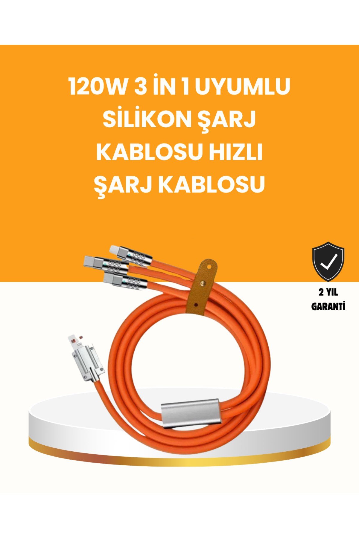 120 W Şarj ve Veri Aktarımı Kablo– 3 Başlıklı Çok Amaçlı Kablo Yüksek Hızlı