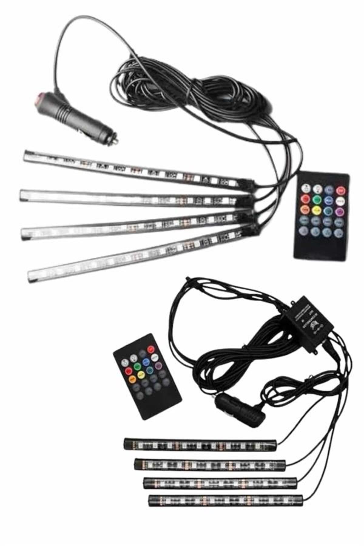 12'Lİ Şerit Led Işık RGB Sese ve Müziğe Duyarlı Araç İçi Ayak Altı