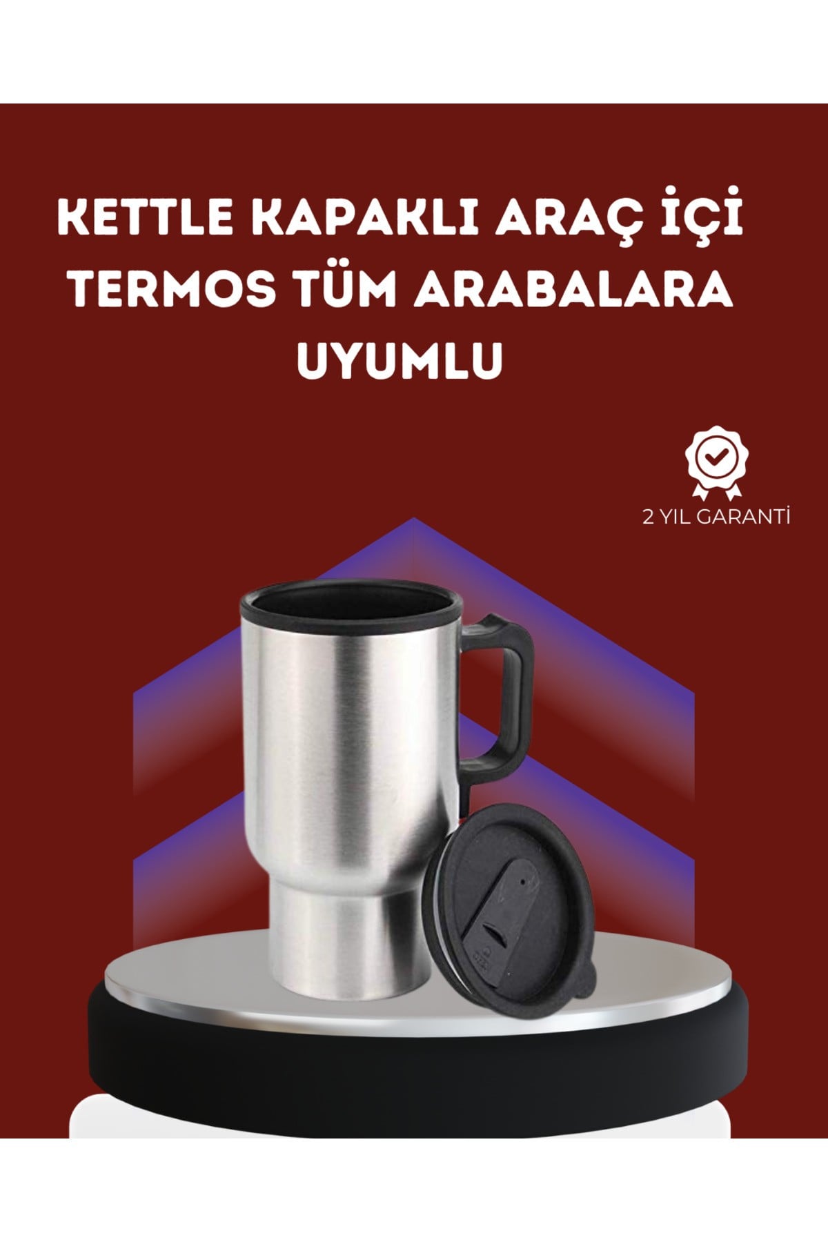 12V Çakmak Girişli Araç İçi Isıtıcı Paslanmaz Çelik Bardak
