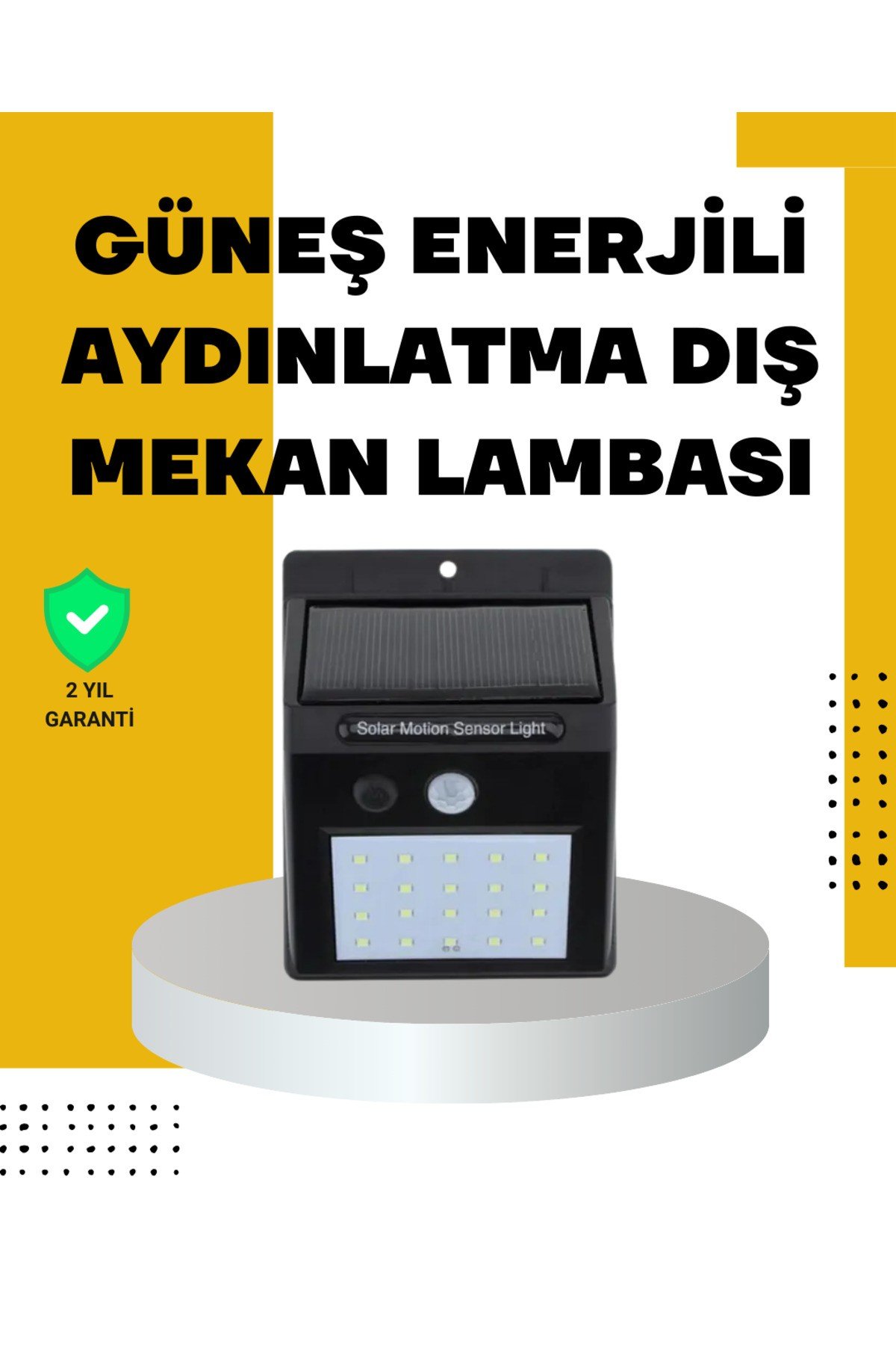 144 LED'li Geniş Aydınlatma Alanına Sahip Güneş Enerjili Güvenlik Lambası