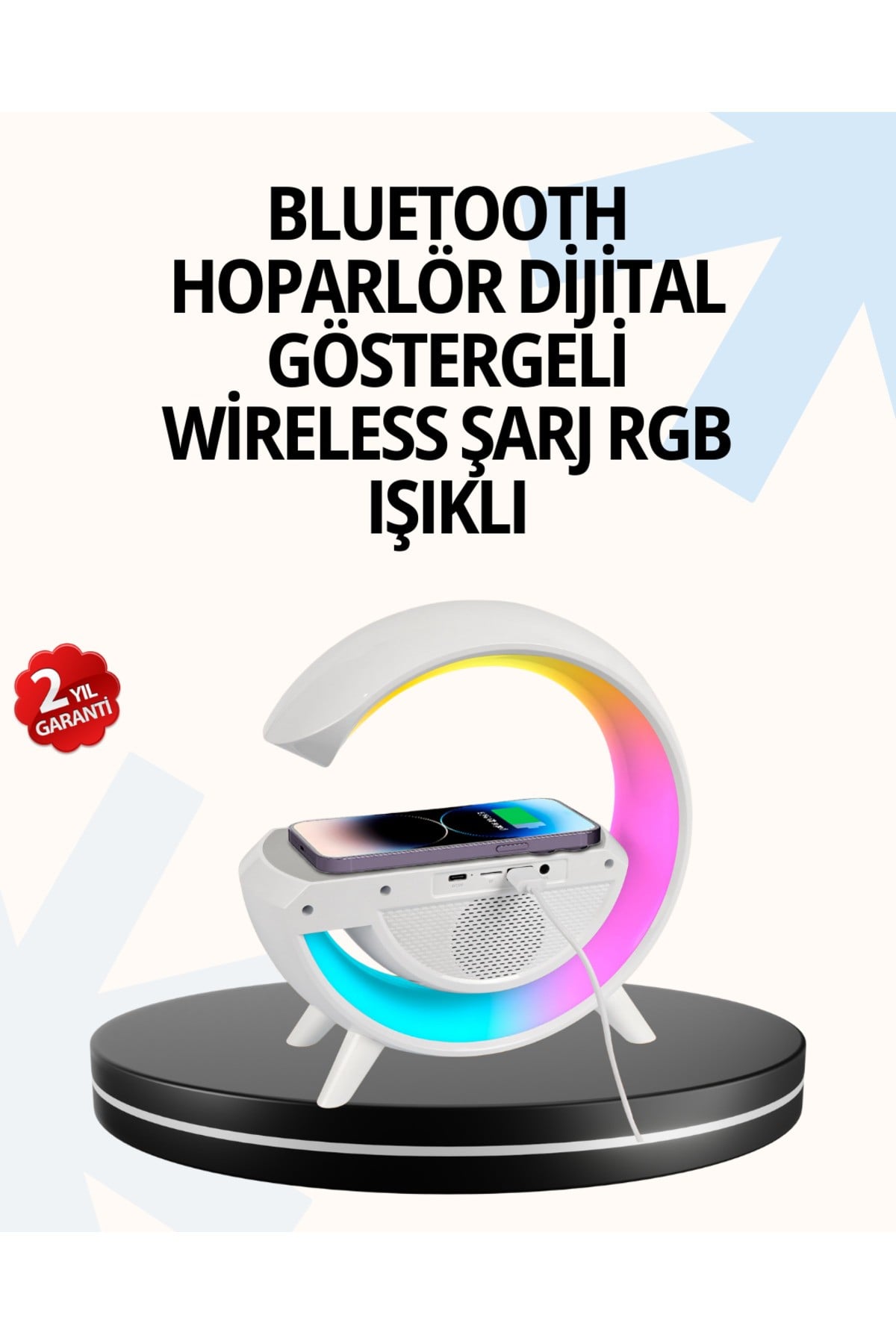 15W Hızlı Şarj Destekli LED Atmosfer Işığı ve Alarm Fonksiyonlu Lamba