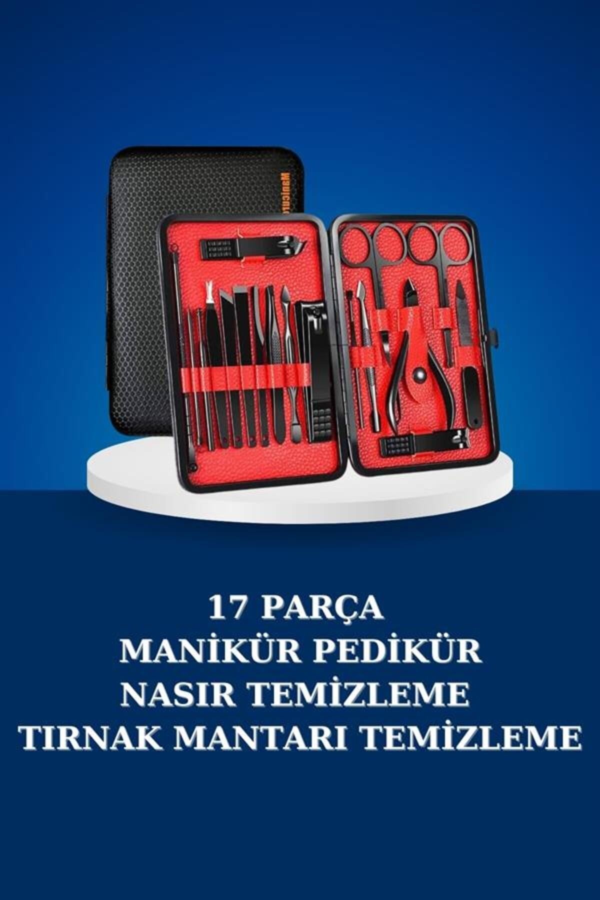 17 Parça Manikür Seti Taşınabilir Özel Çantalı El ve Ayak Bakımı Tırnak Batığı Temizlem