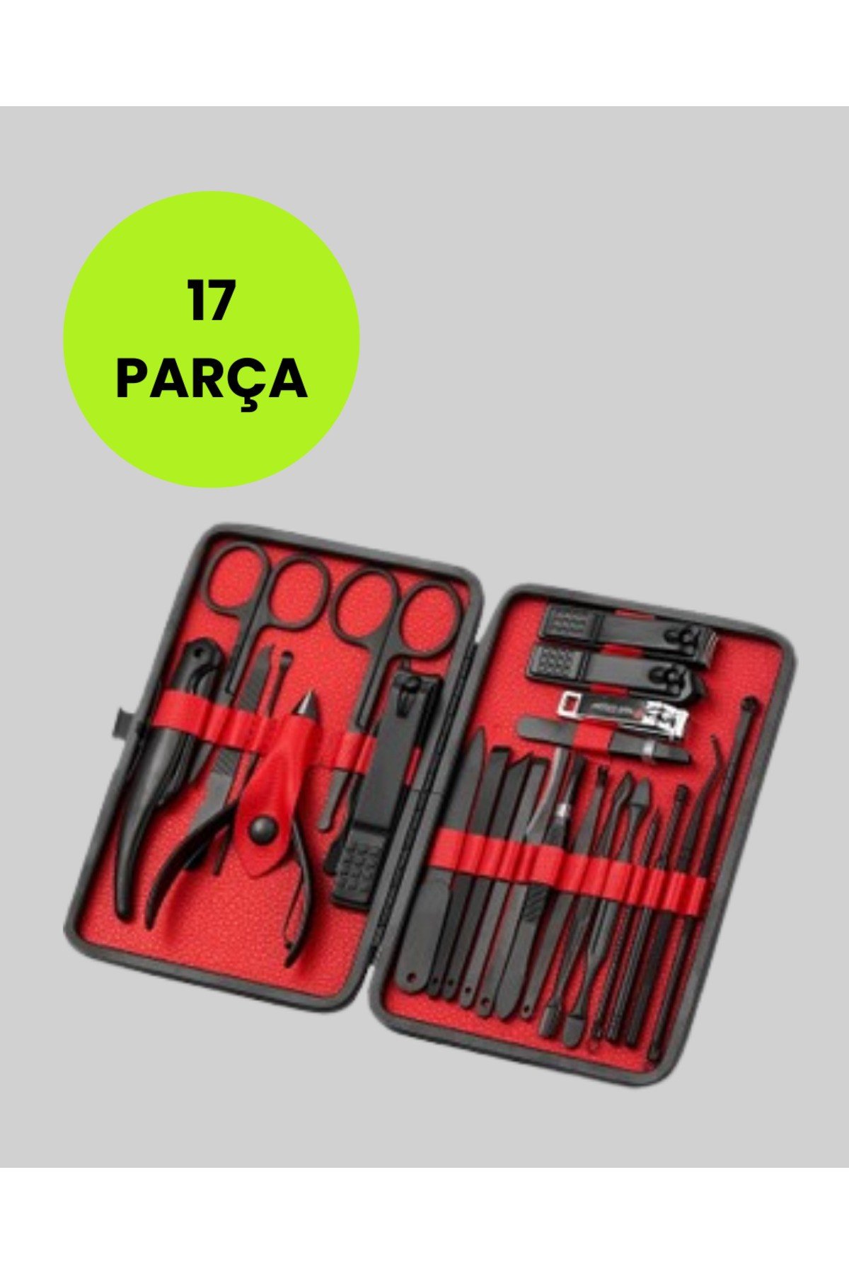 17 Parçalık Deri Kaplamalı Manikür Seti