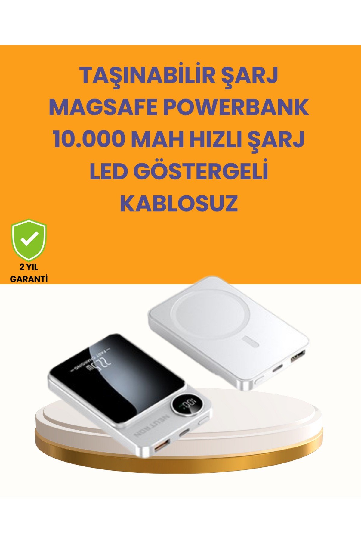 20W PD ve 15W Manyetik Kablosuz Şarj Destekli Taşınabilir Powerbank