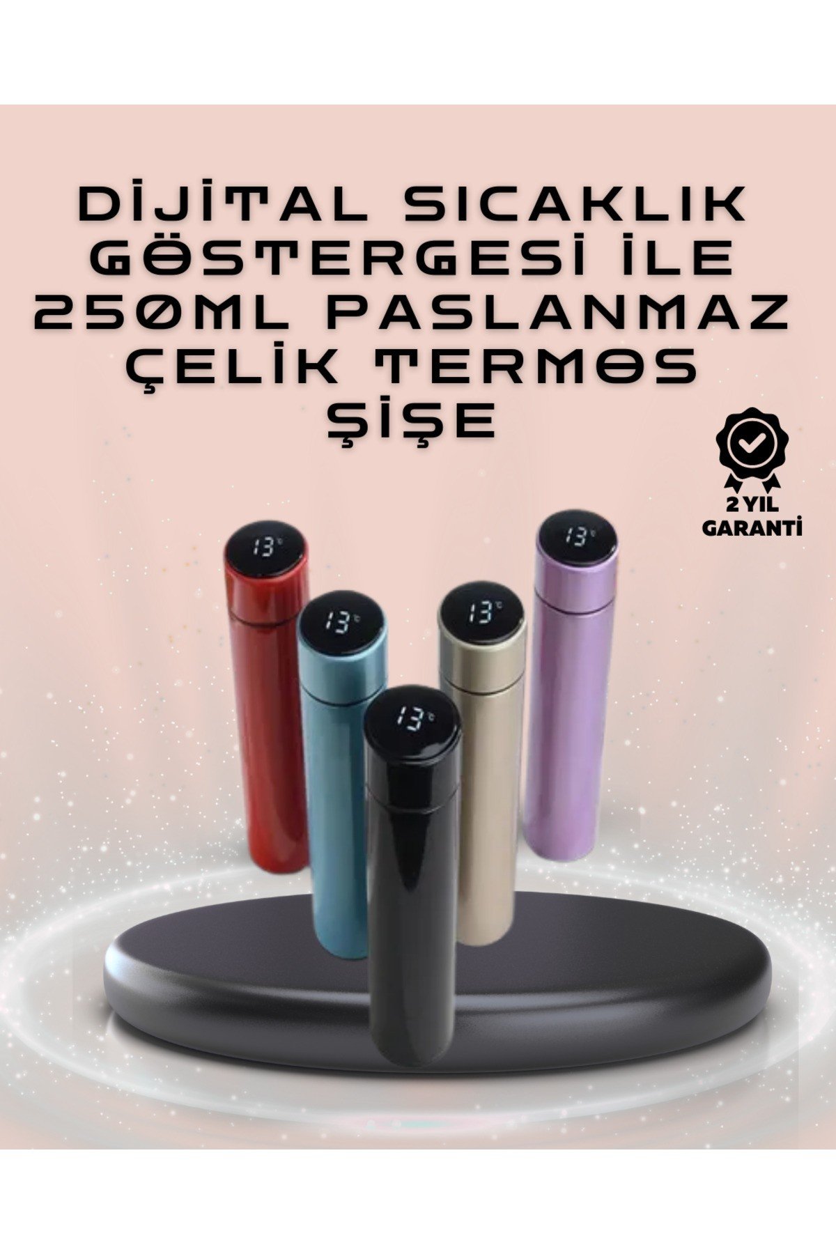 250ml LED Ekranlı Paslanmaz Çelik Akıllı Termos