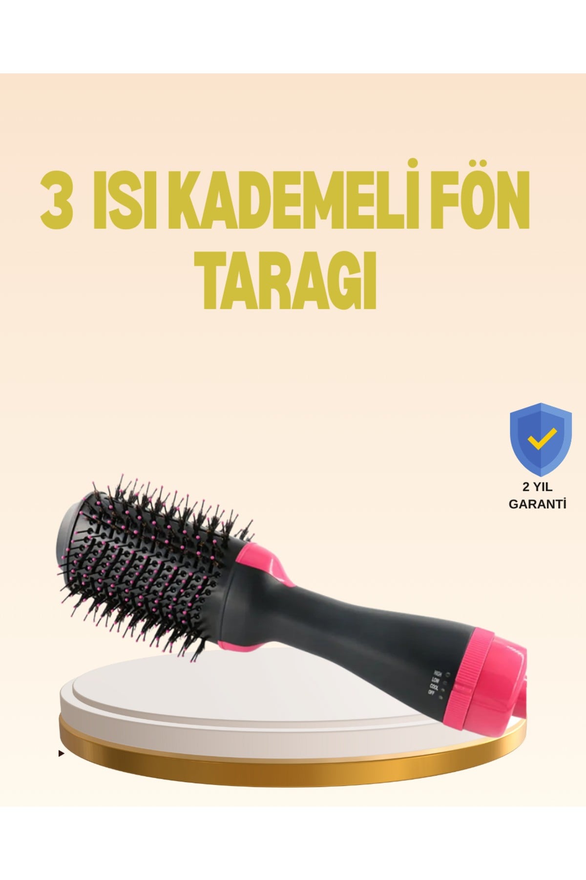 3 Isı Kademeli 1200W Saç Şekillendirme Fırçası.
