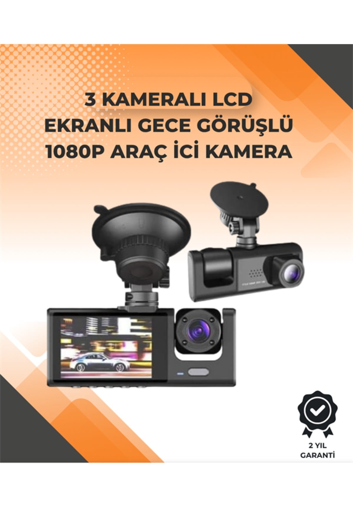 3 Kameralı Dashcam Sistem – Geri Görüş Yardımı, Park Koruması ve G-Sensör