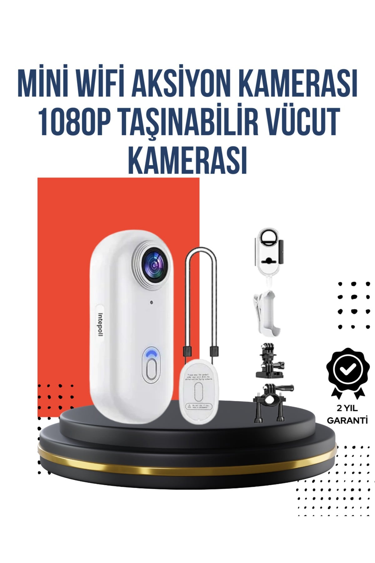 360° Klipsli Manyetik Spor Kamera Yüksek Çözünürlük