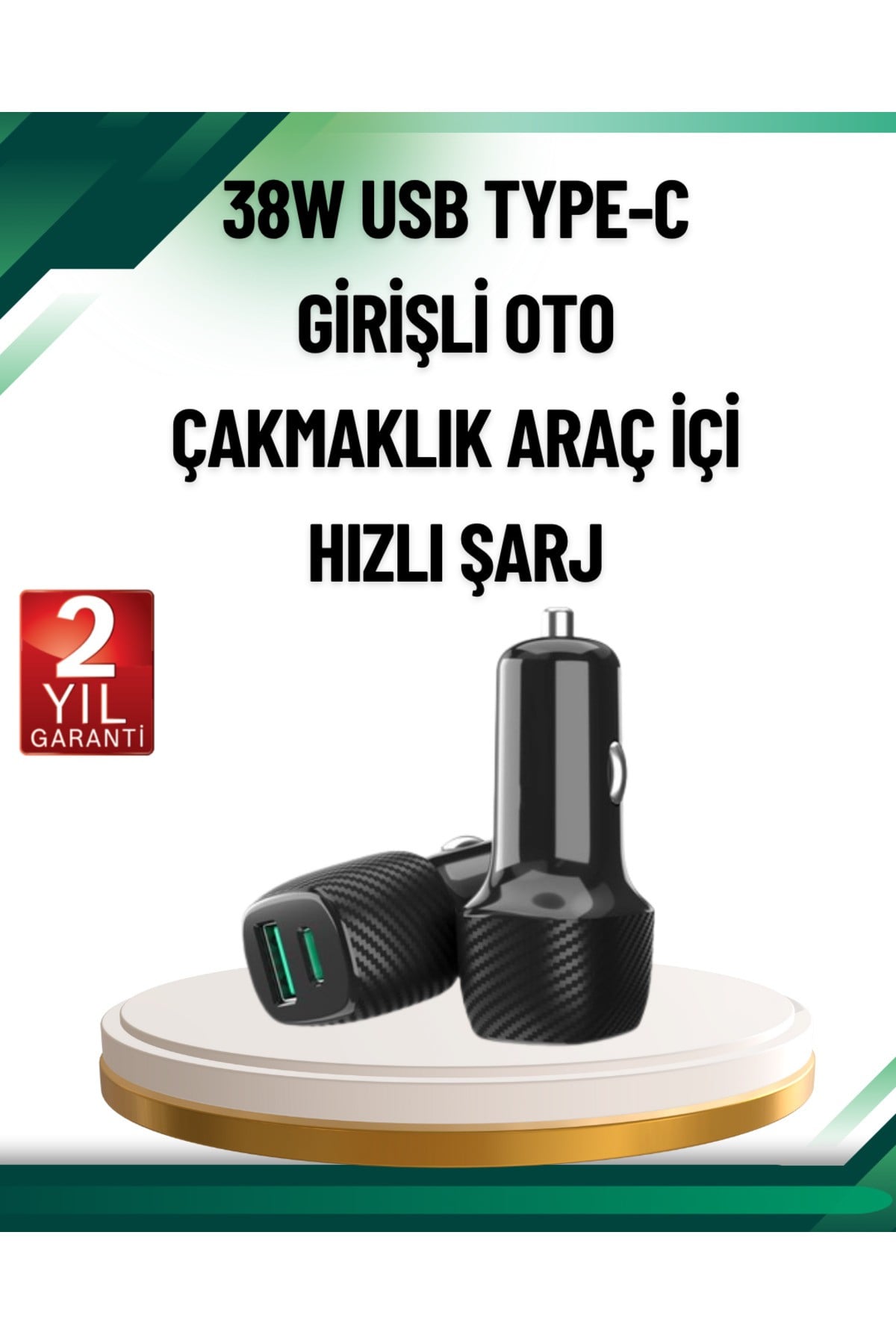 3A Güç Kapasiteli USB & Type-C Çakmaklık Şarj Adaptörü