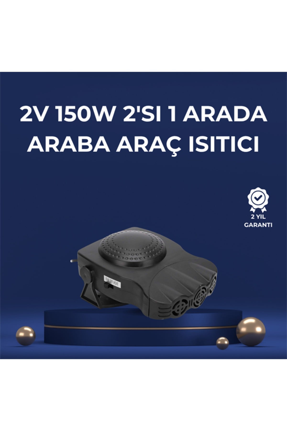 3'ü 1 Arada Araç İçi Isıtıcı Fan | 12V Prizli, Buz Çözücü, Temiz Hava ve Hızlı Isıtma Özellikli