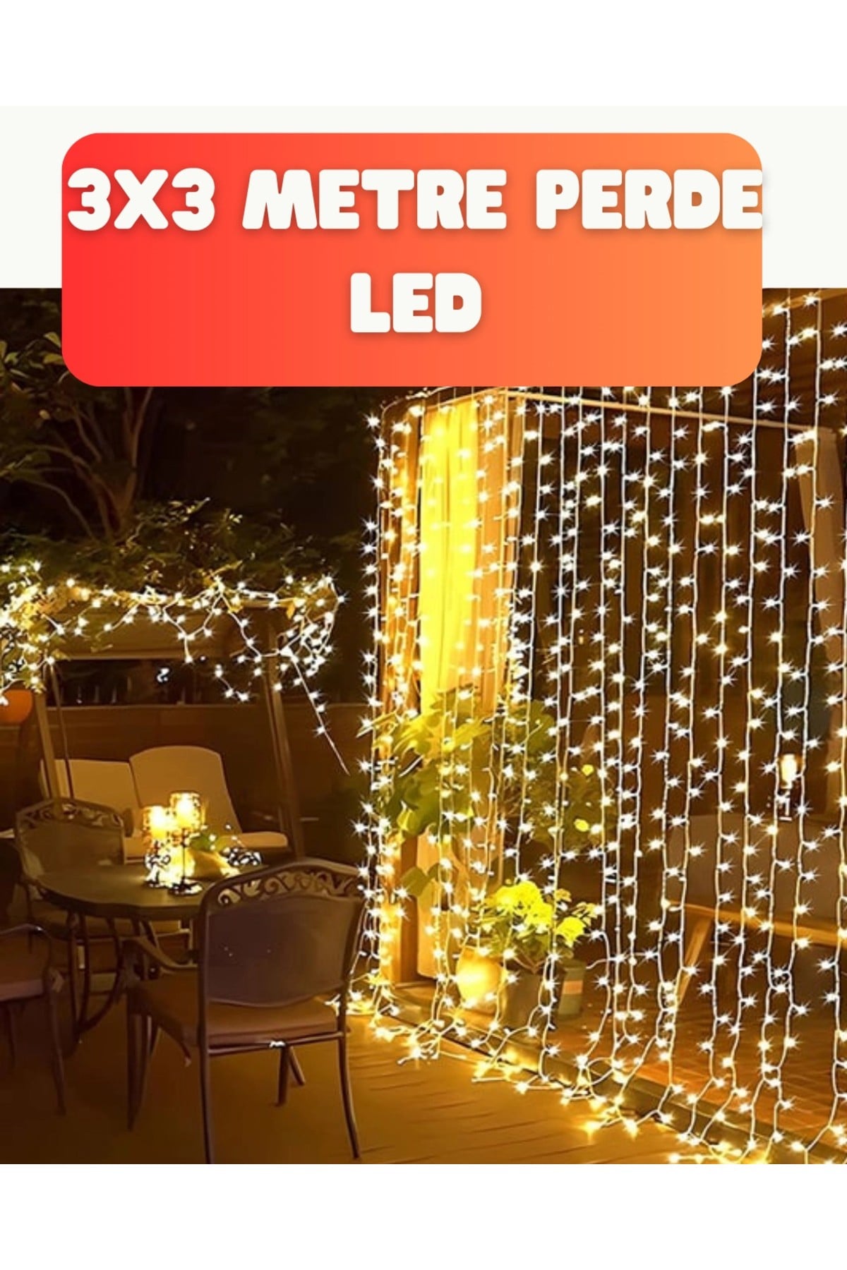3x3 Metre Şelale LED Perde Işık İç Dış Mekân Dekorasyonu