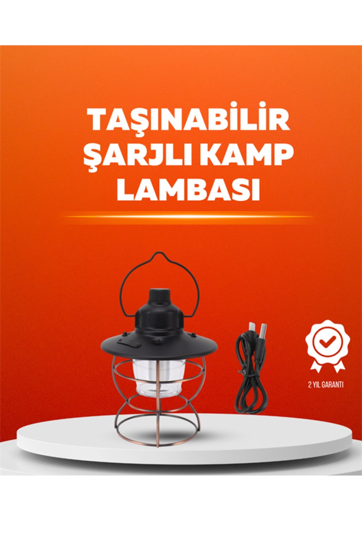 4 Fonksiyonlu Dekoratif Kamp Lambası – Tungsten Ampul, USB Çıkışlı